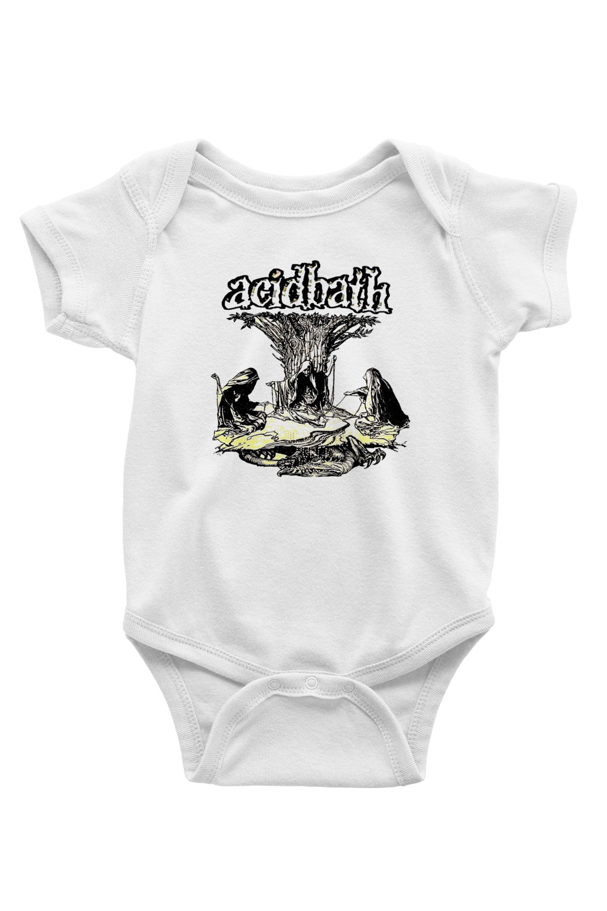 Acid Bath Baskılı Beyaz Unisex Bebek Body - Zıbın