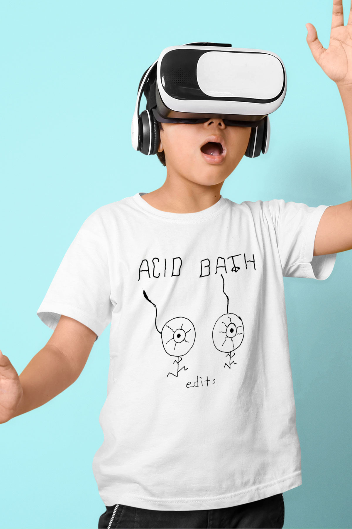 Acid Bath Baskılı Beyaz Unisex Beyaz Çocuk Tişört - Tshirt