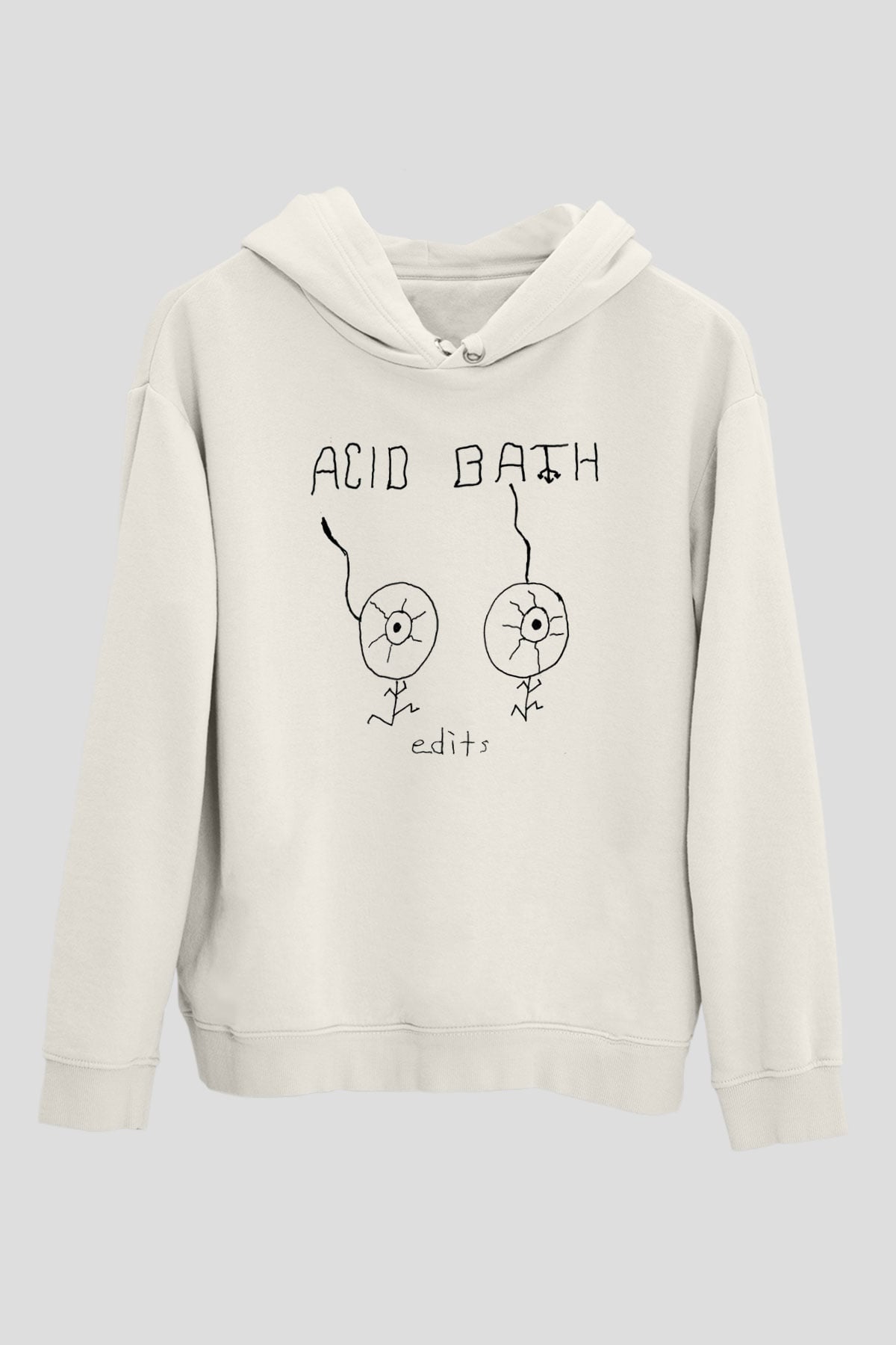 Acid Bath Baskılı Beyaz Unisex Kapüşonlu Sweatshirt