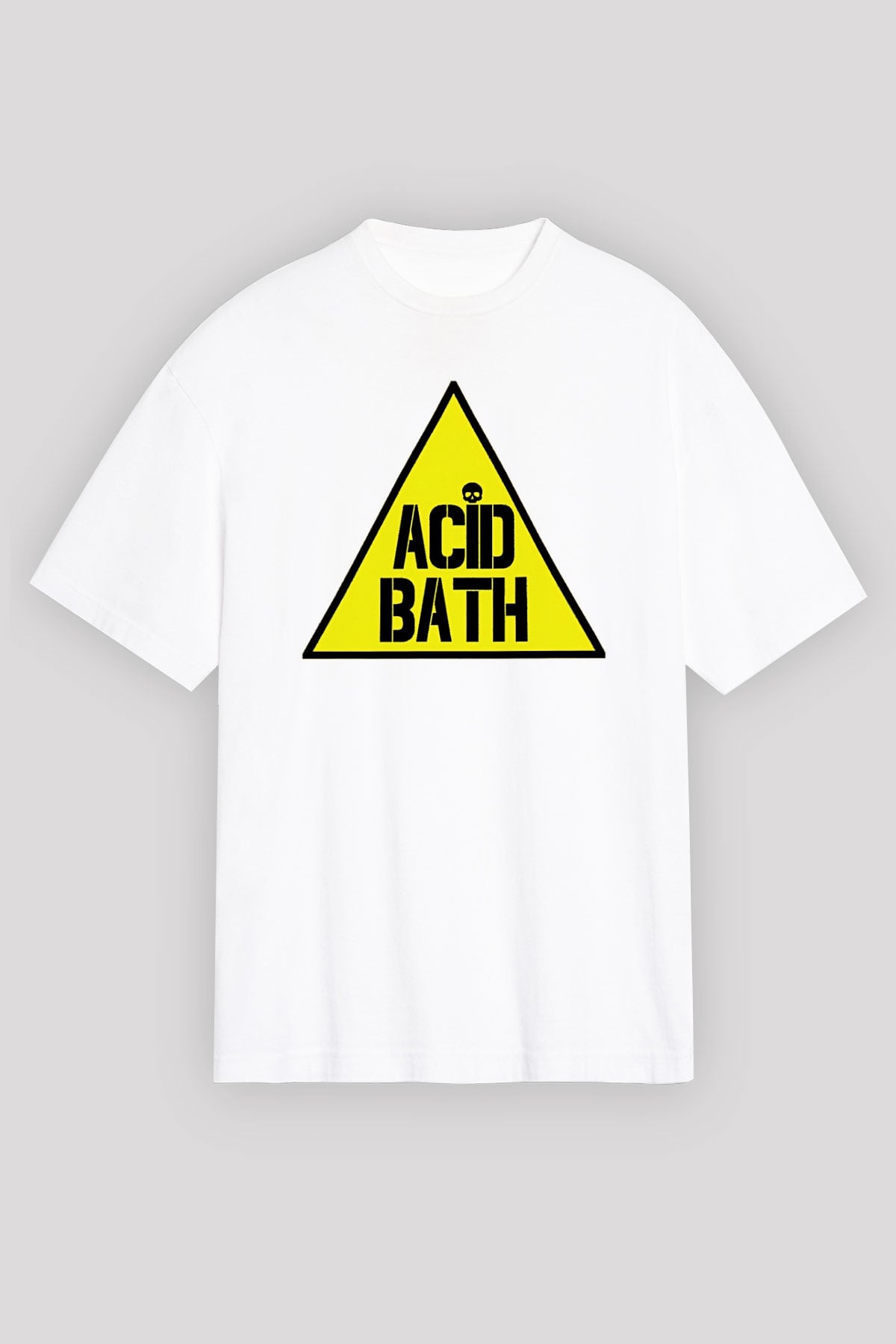 Acid Bath Baskılı Beyaz Unisex Oversize Tişört - Tshirt