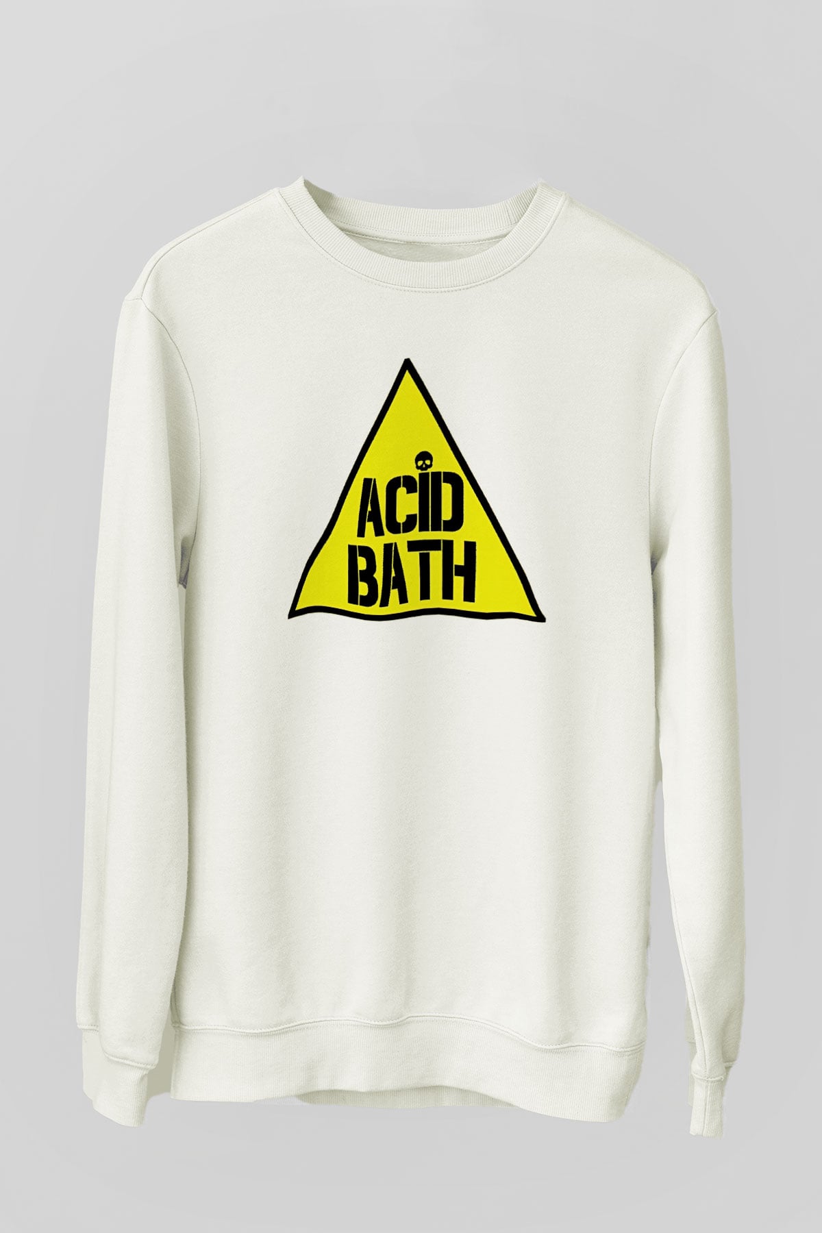 Acid Bath Baskılı Beyaz Unisex Sweatshirt