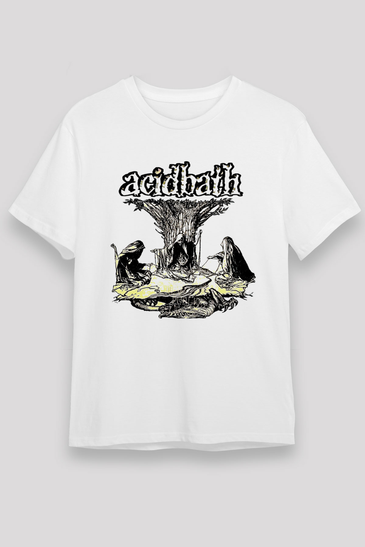 Acid Bath Baskılı Unisex Beyaz Tişört - Tshirt