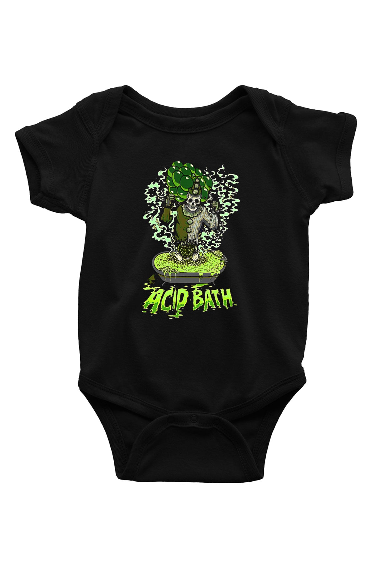 Acid Bath Baskılı Unisex Siyah Bebek Body - Zıbın