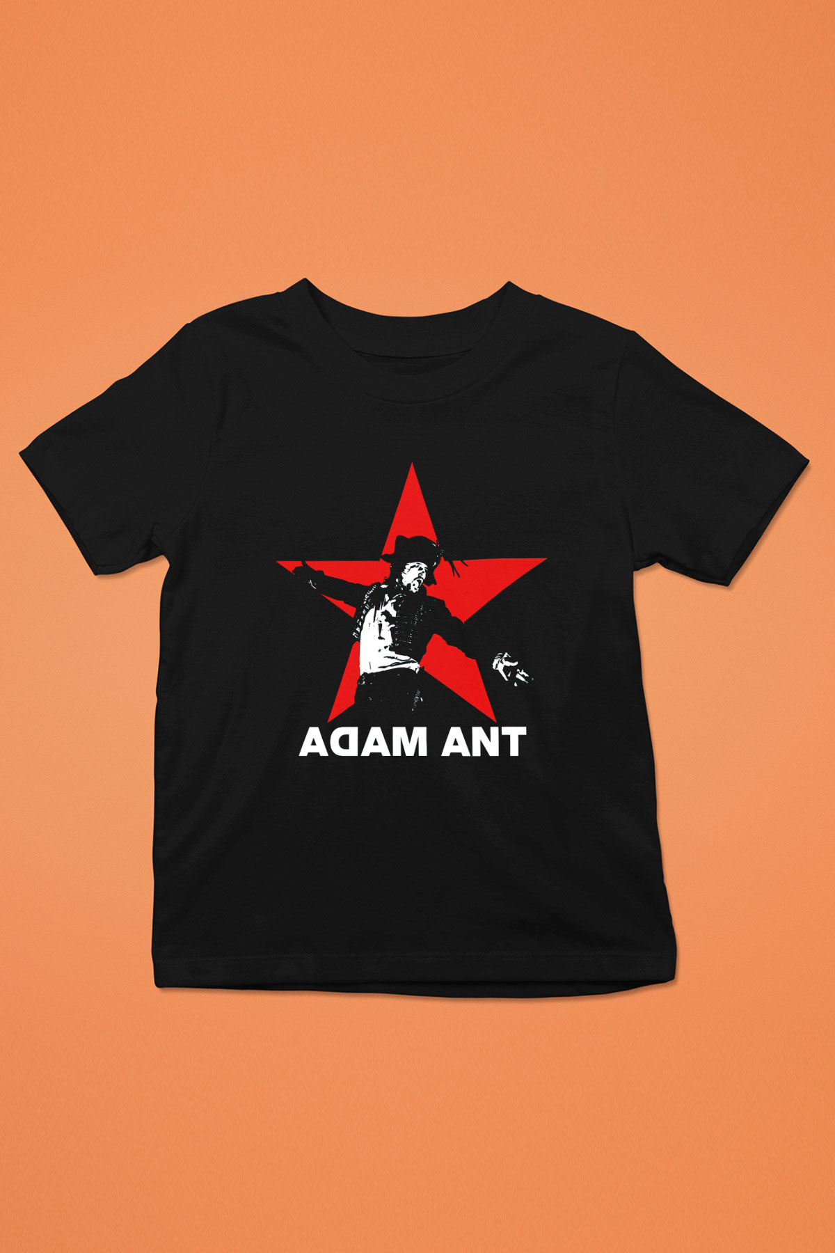 Adam Ant Baskılı Siyah Unisex Çocuk Tişört