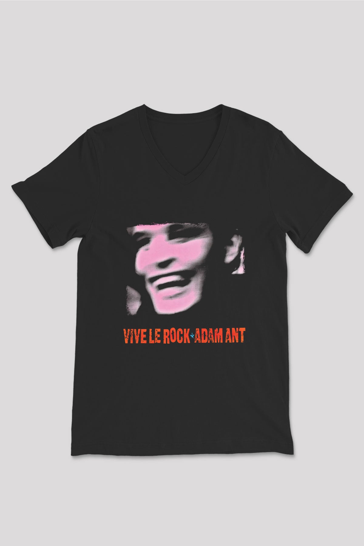Adam Ant Baskılı Unisex Siyah V Yaka Tişört
