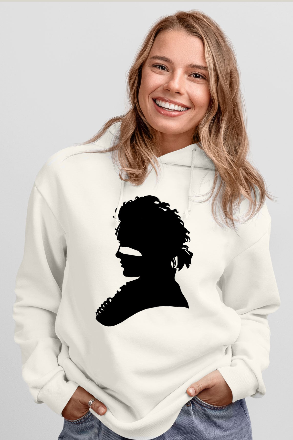 Adam Ant Beyaz Unisex Kapşonlu Sweatshirt