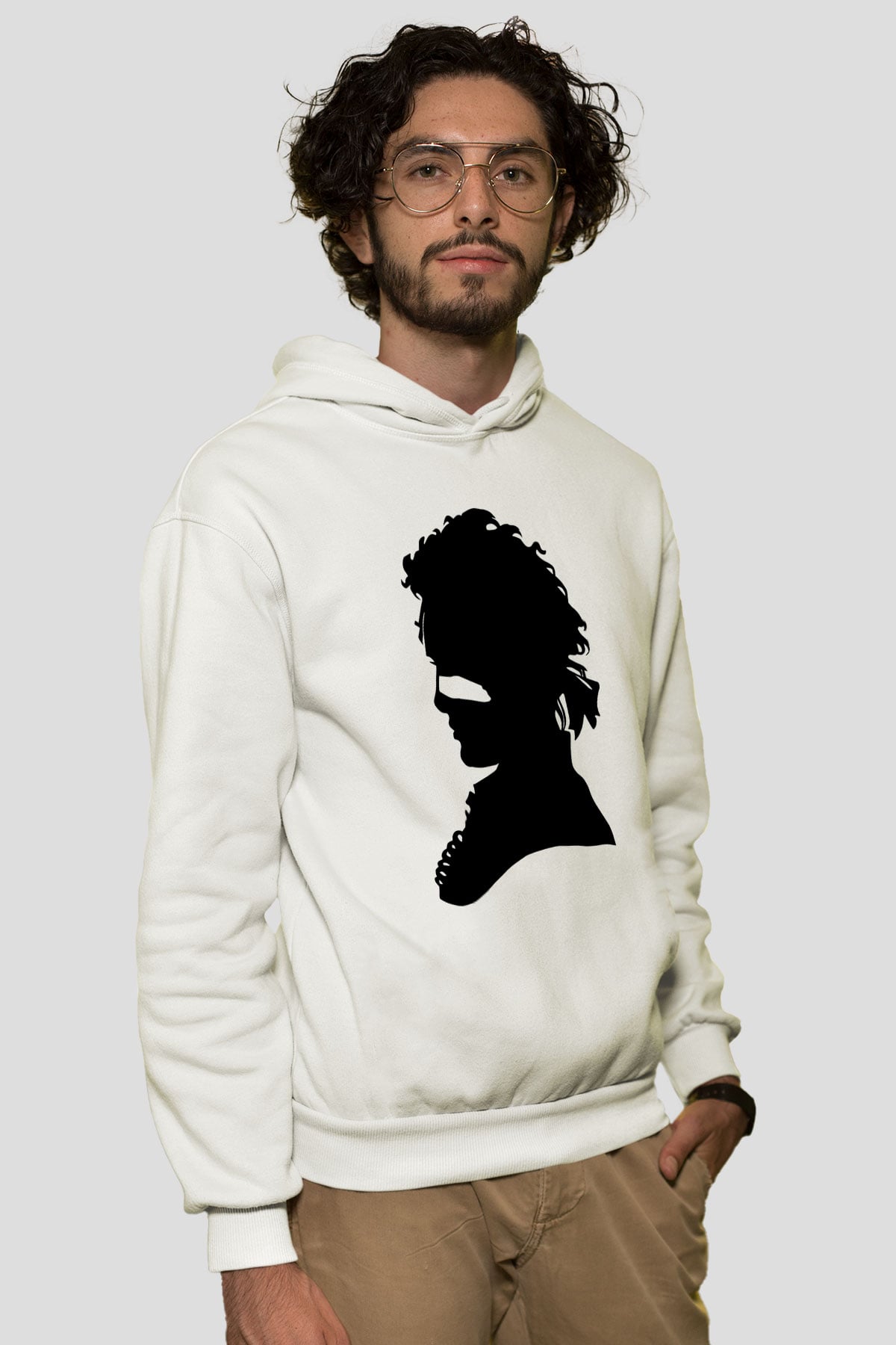 Adam Ant Beyaz Unisex Kapşonlu Sweatshirt