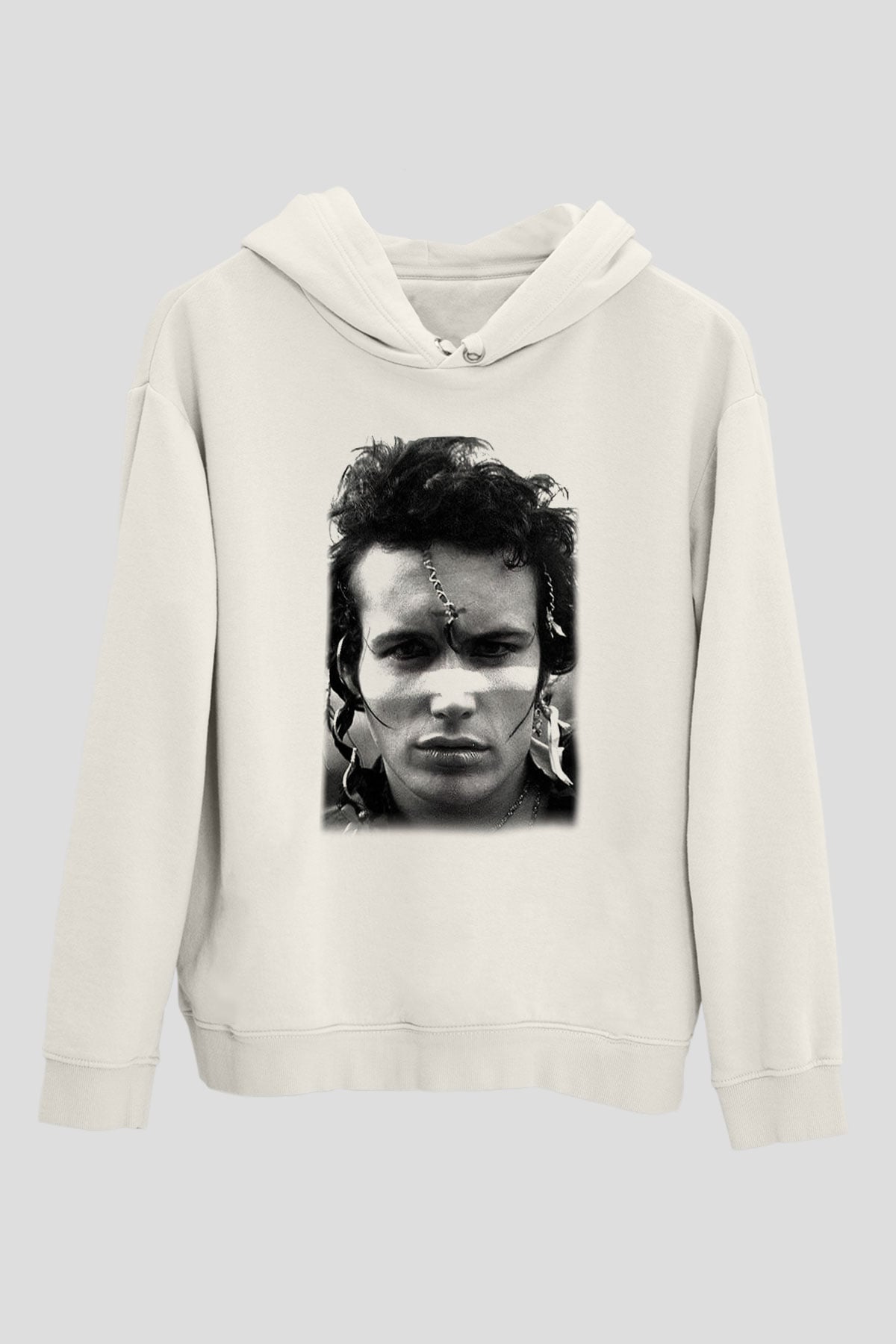 Adam Ant Beyaz Unisex Kapşonlu Sweatshirt