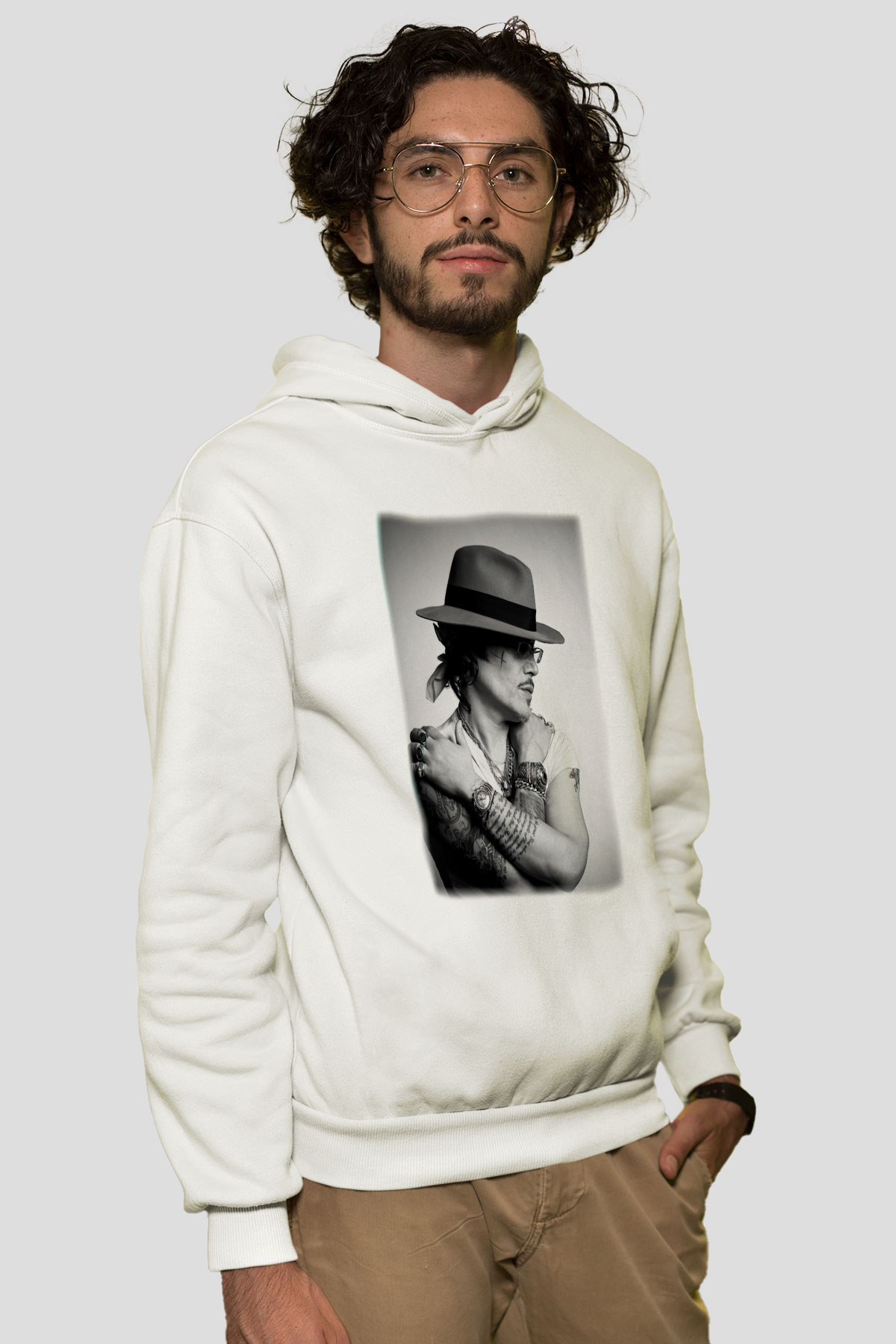 Adam Ant Beyaz Unisex Kapşonlu Sweatshirt