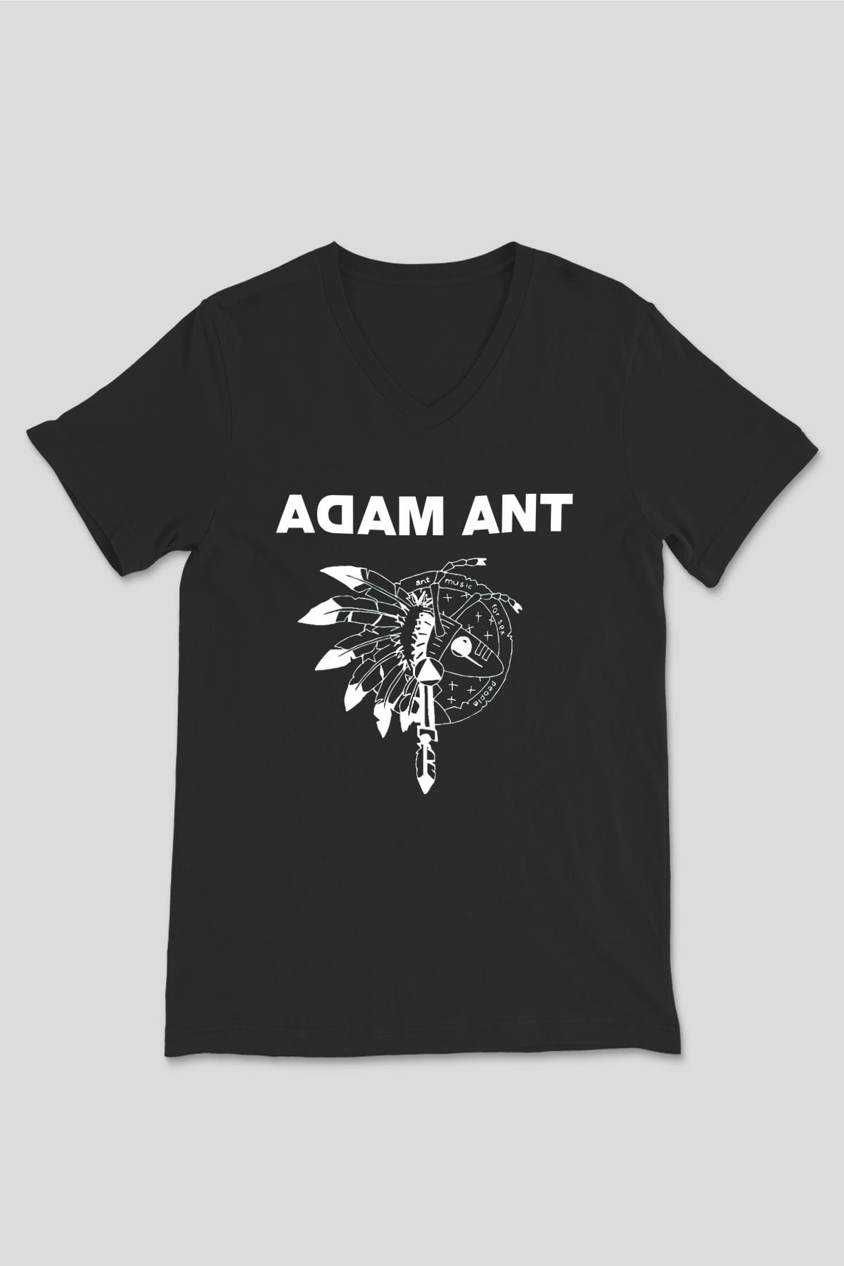 Adam Ant Siyah Unisex V Yaka Tişört T-Shirt