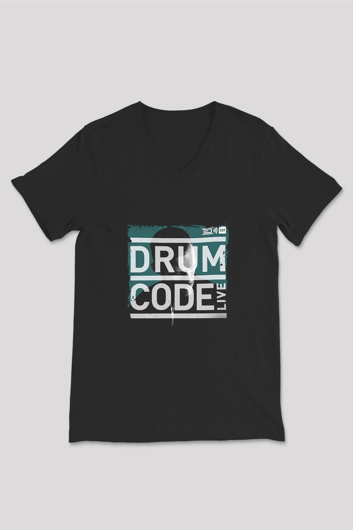Adam Beyer Baskılı Unisex Siyah V Yaka Tişört