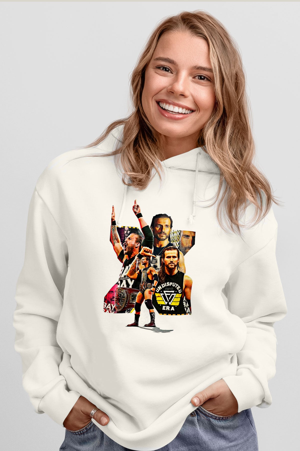 Adam Cole Baskılı Beyaz Unisex Hoodie