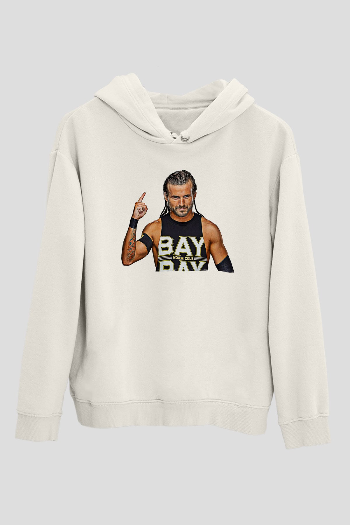 Adam Cole Baskılı Beyaz Unisex Hoodie