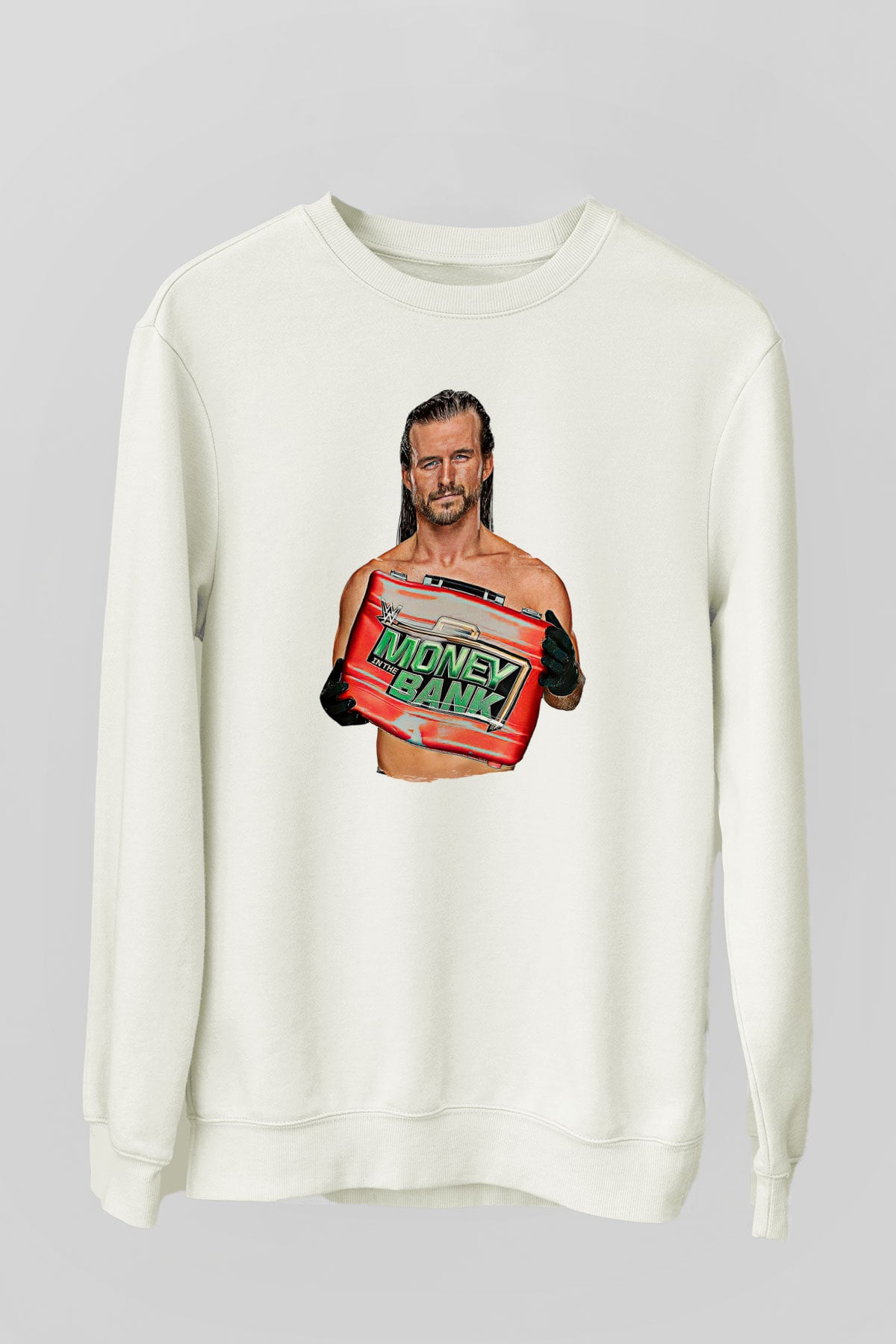 Adam Cole Baskılı Beyaz Unisex Sweatshirt
