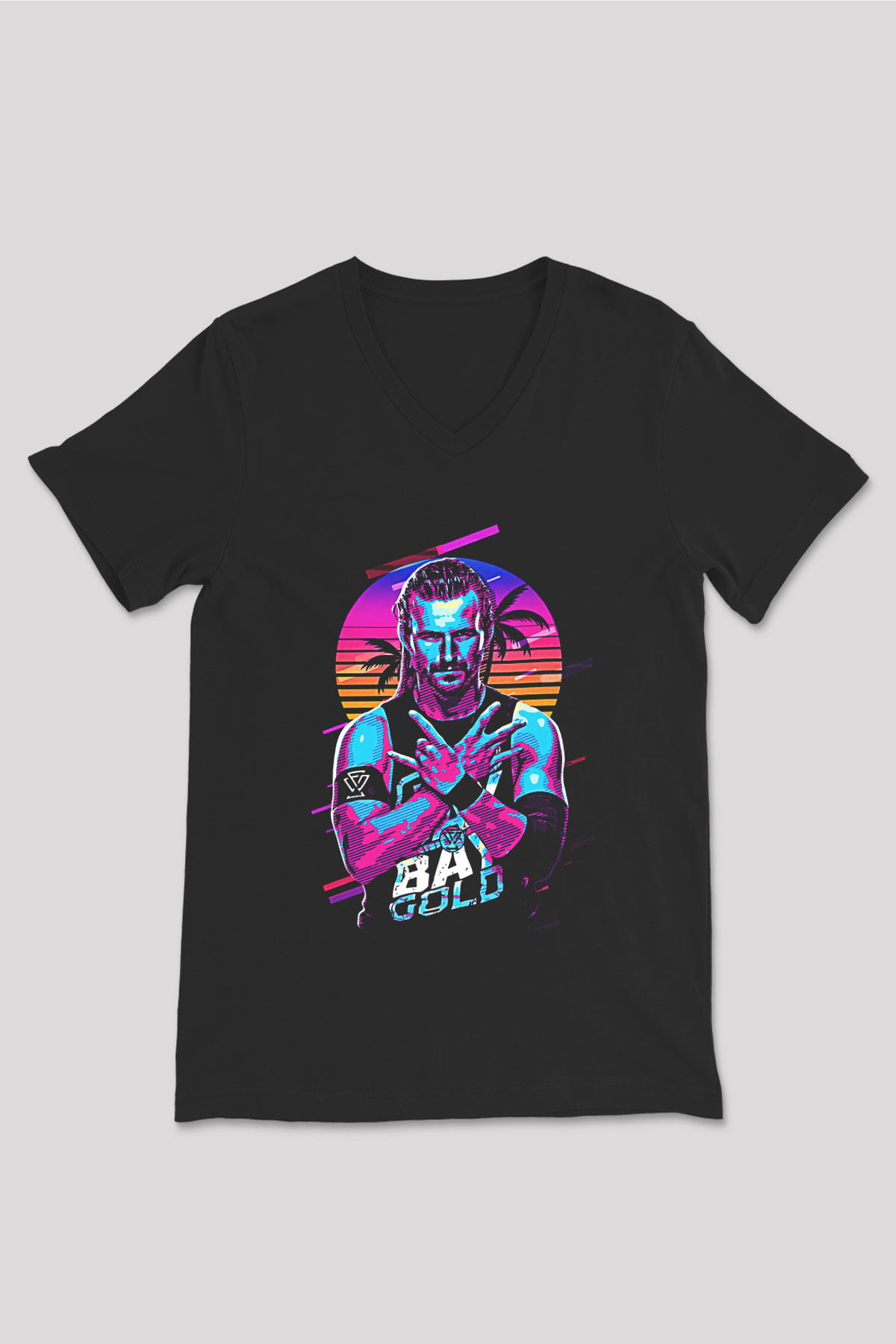 Adam Cole Baskılı Unisex Siyah V Yaka Tişört - Tshirt
