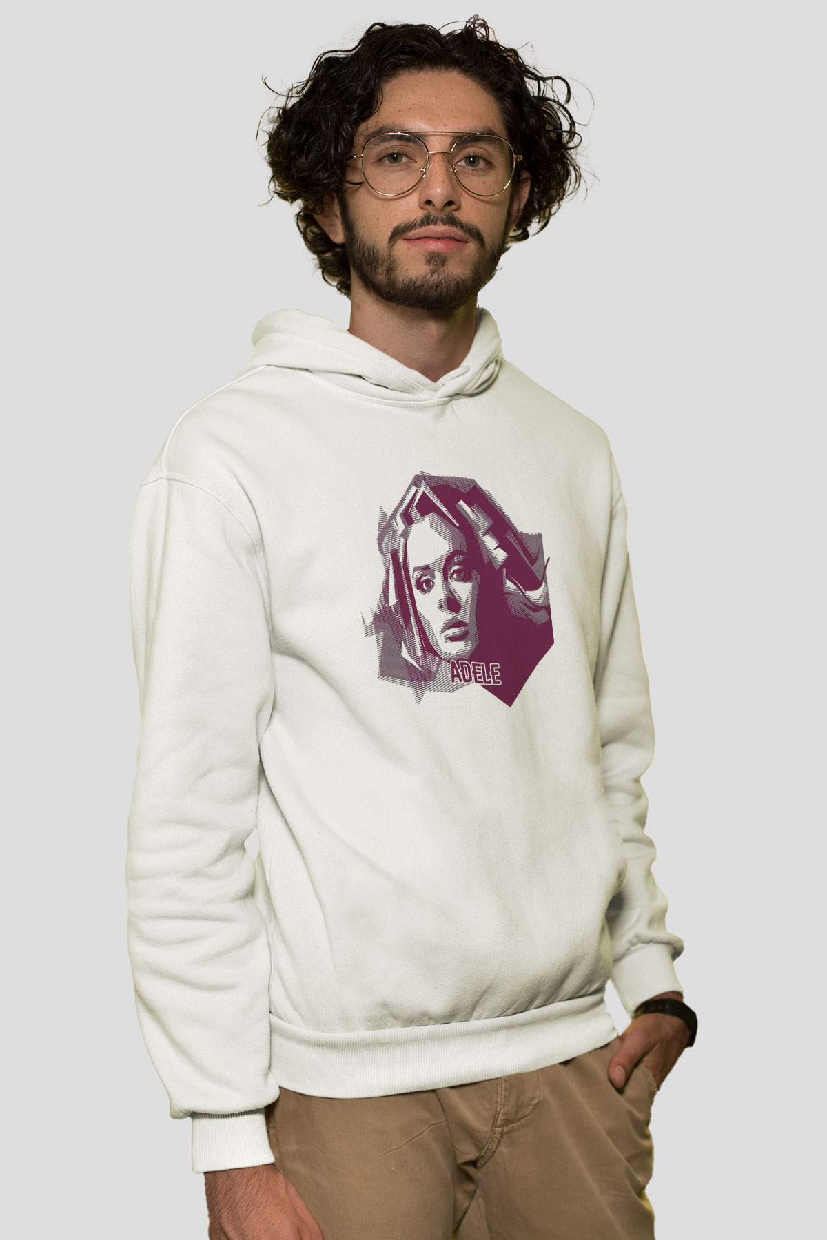 Adele Beyaz Unisex Kapüşonlu Sweatshirt