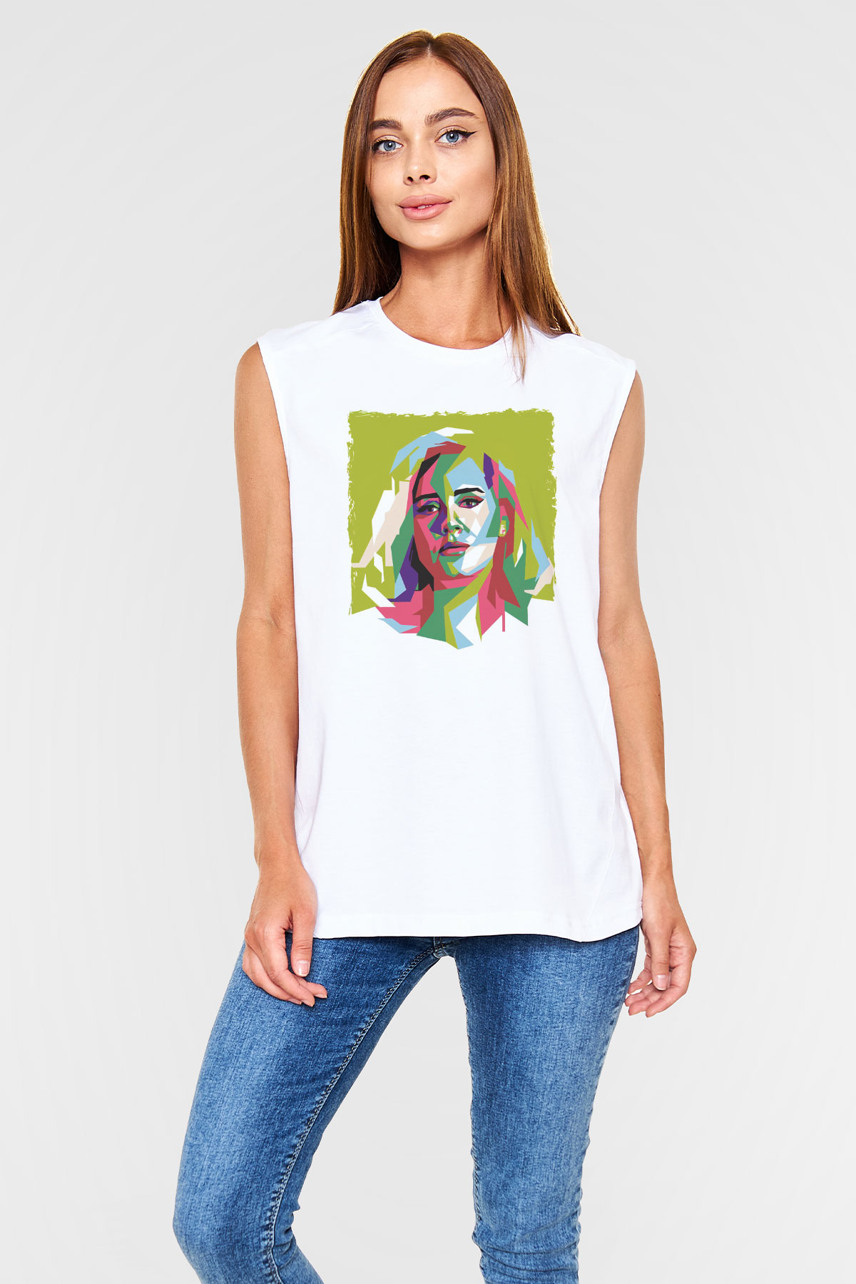 Adele Beyaz Unisex Kolsuz Tişört