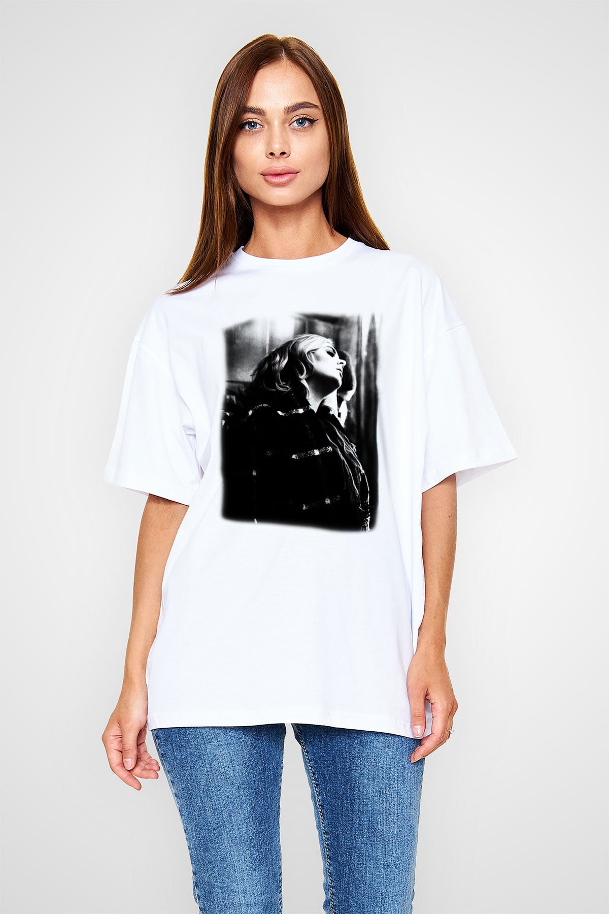 Adele Beyaz Unisex Oversize Tişört T-Shirt