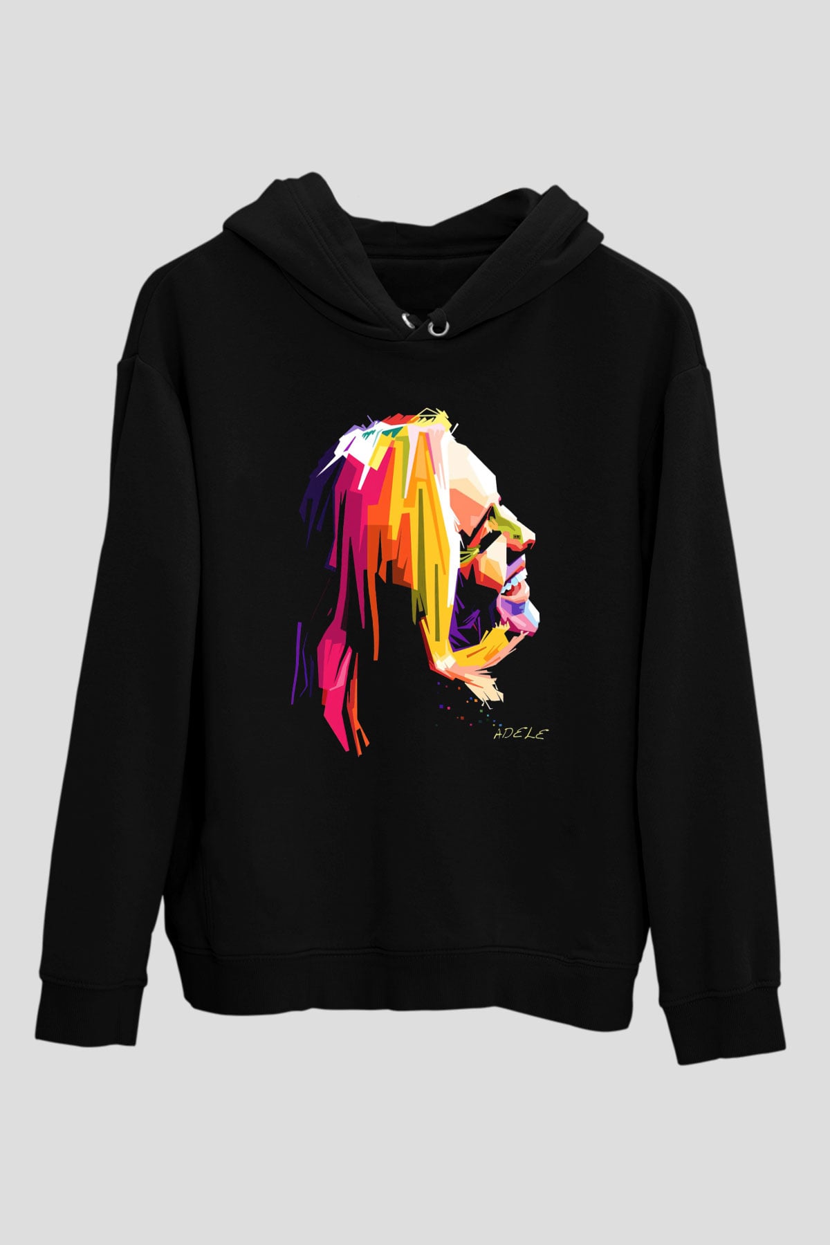 Adele Siyah Unisex Kapüşonlu Sweatshirt