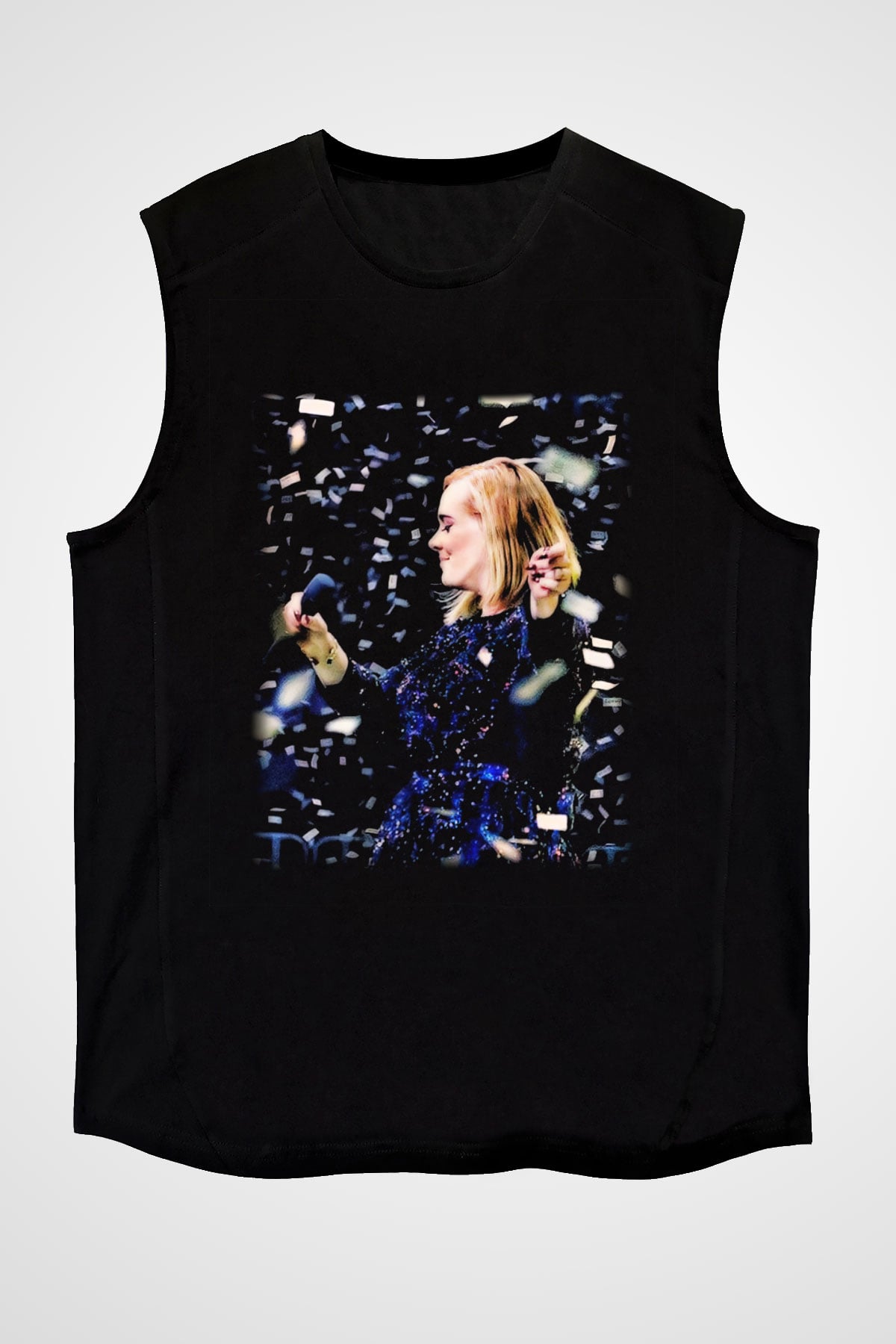 Adele Siyah Unisex Kolsuz Tişört