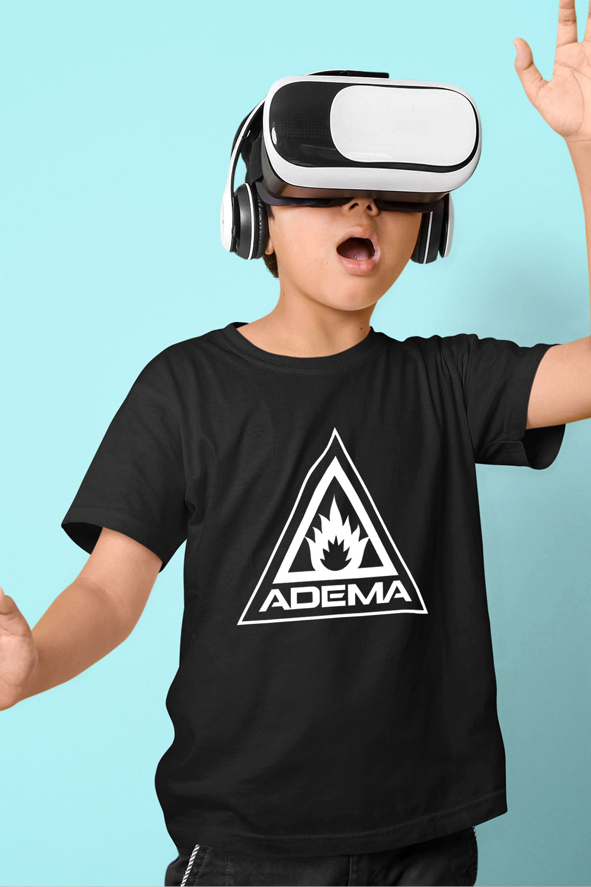 Adema Baskılı Unisex Siyah Çocuk Tişört - Tshirt