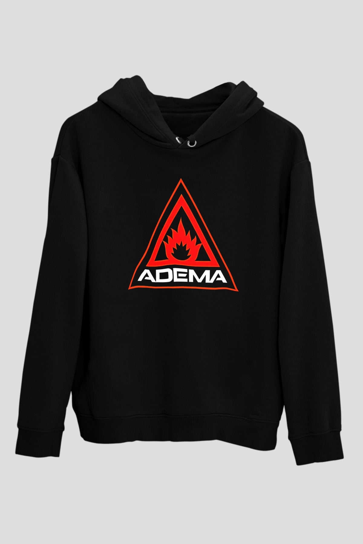 Adema Baskılı Unisex Siyah Hoodie