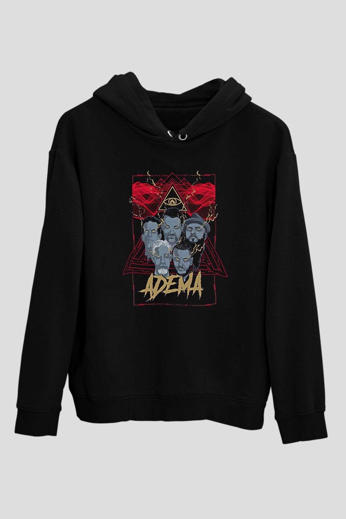 Adema Baskılı Unisex Siyah Hoodie