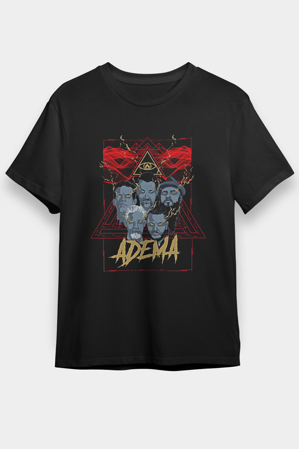 Adema Baskılı Unisex Siyah Tişört - Tshirt