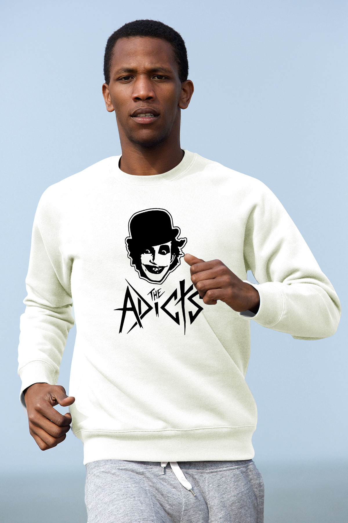 Adicts Baskılı Unisex Beyaz Sweatshirt