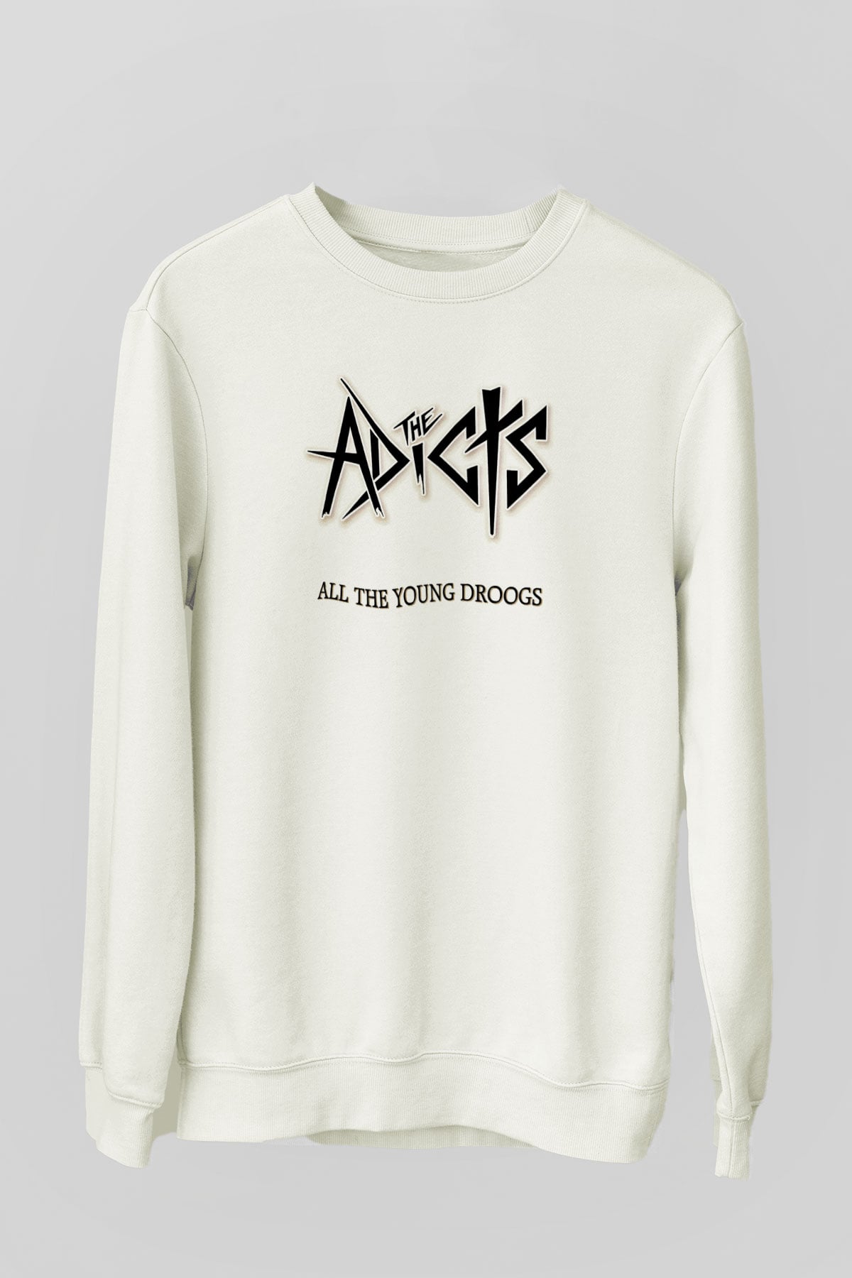Adicts Baskılı Unisex Beyaz Sweatshirt
