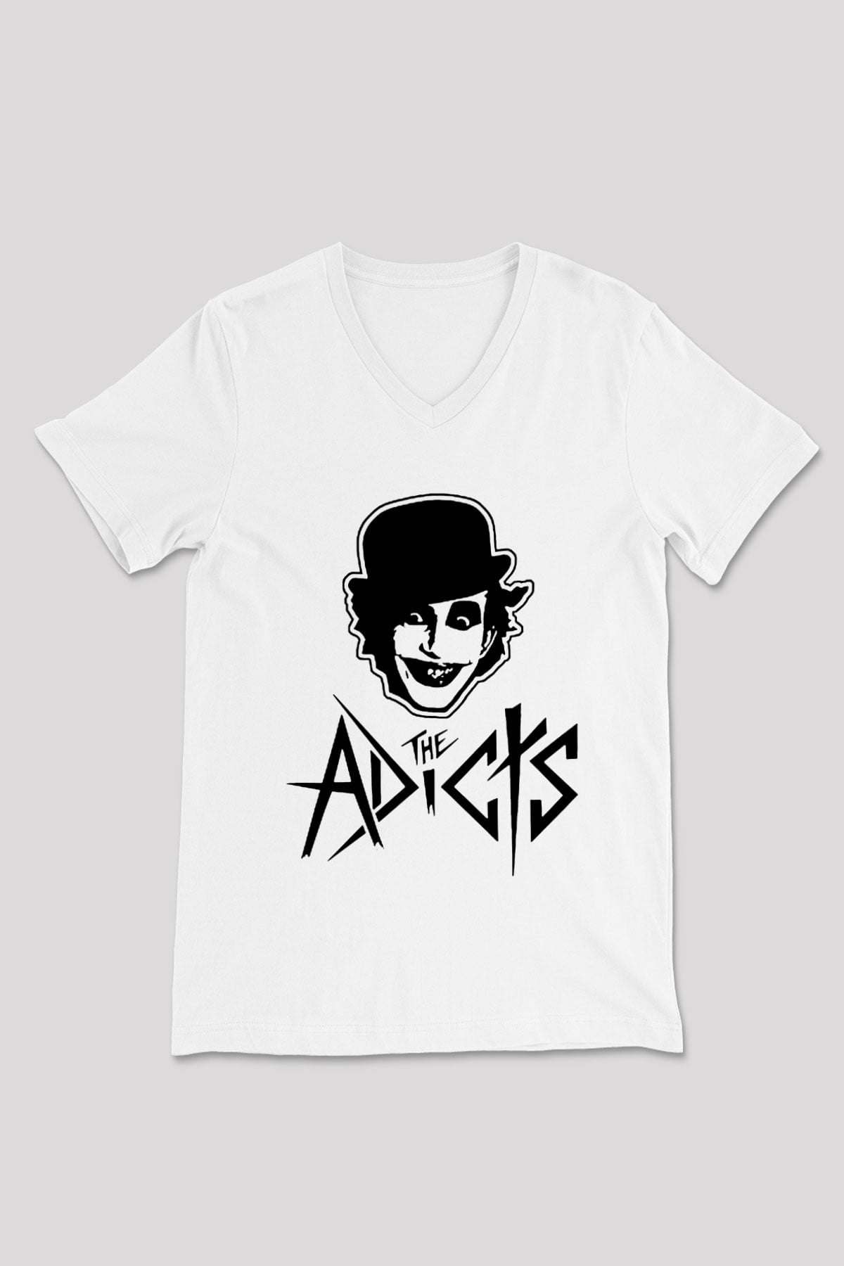Adicts Baskılı Unisex Beyaz V Yaka Tişört