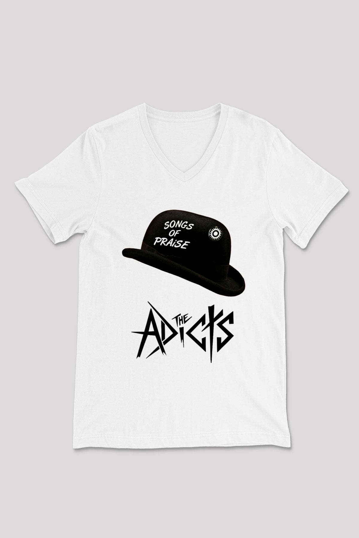 Adicts Baskılı Unisex Beyaz V Yaka Tişört