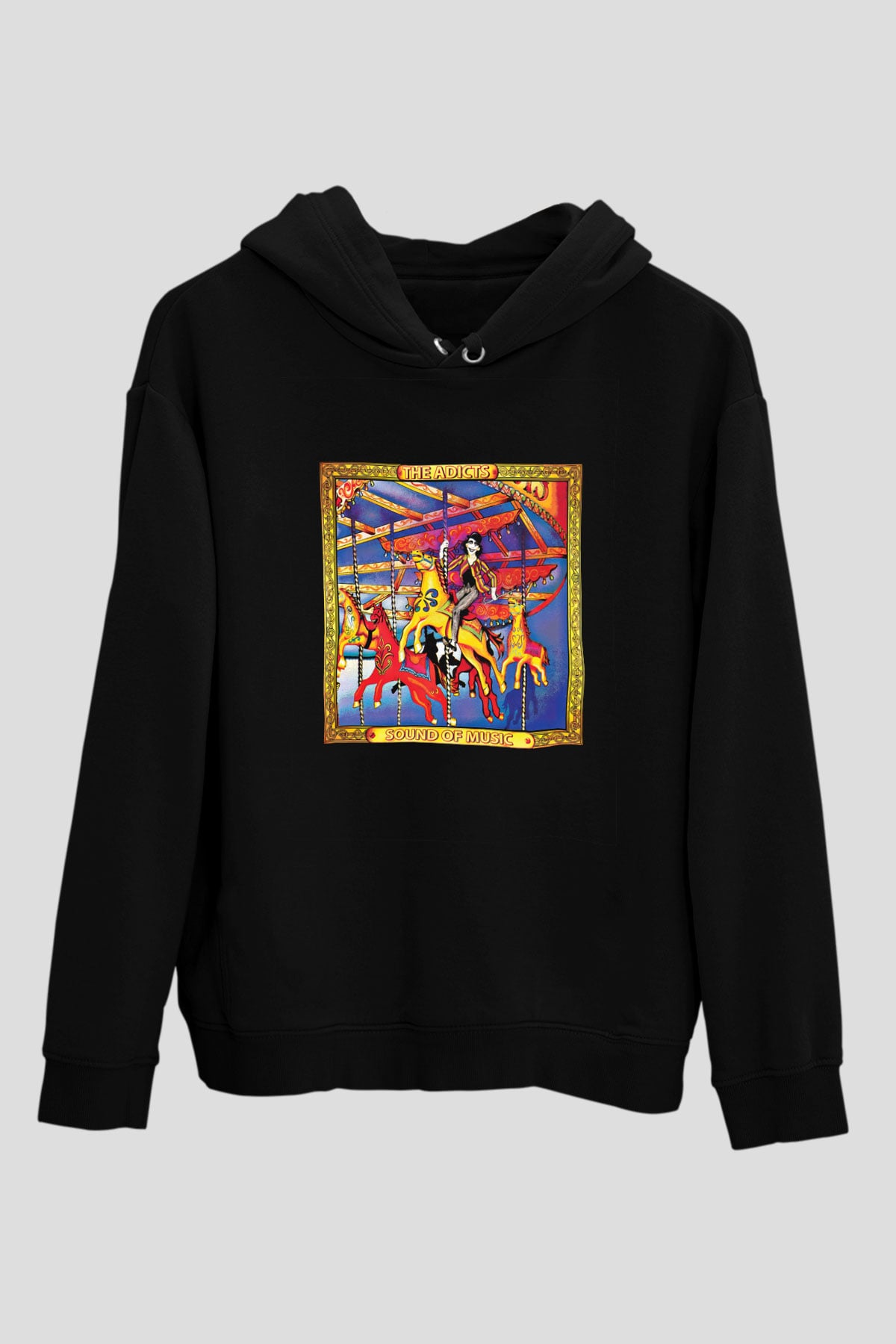Adicts Baskılı Unisex Siyah Hoodie