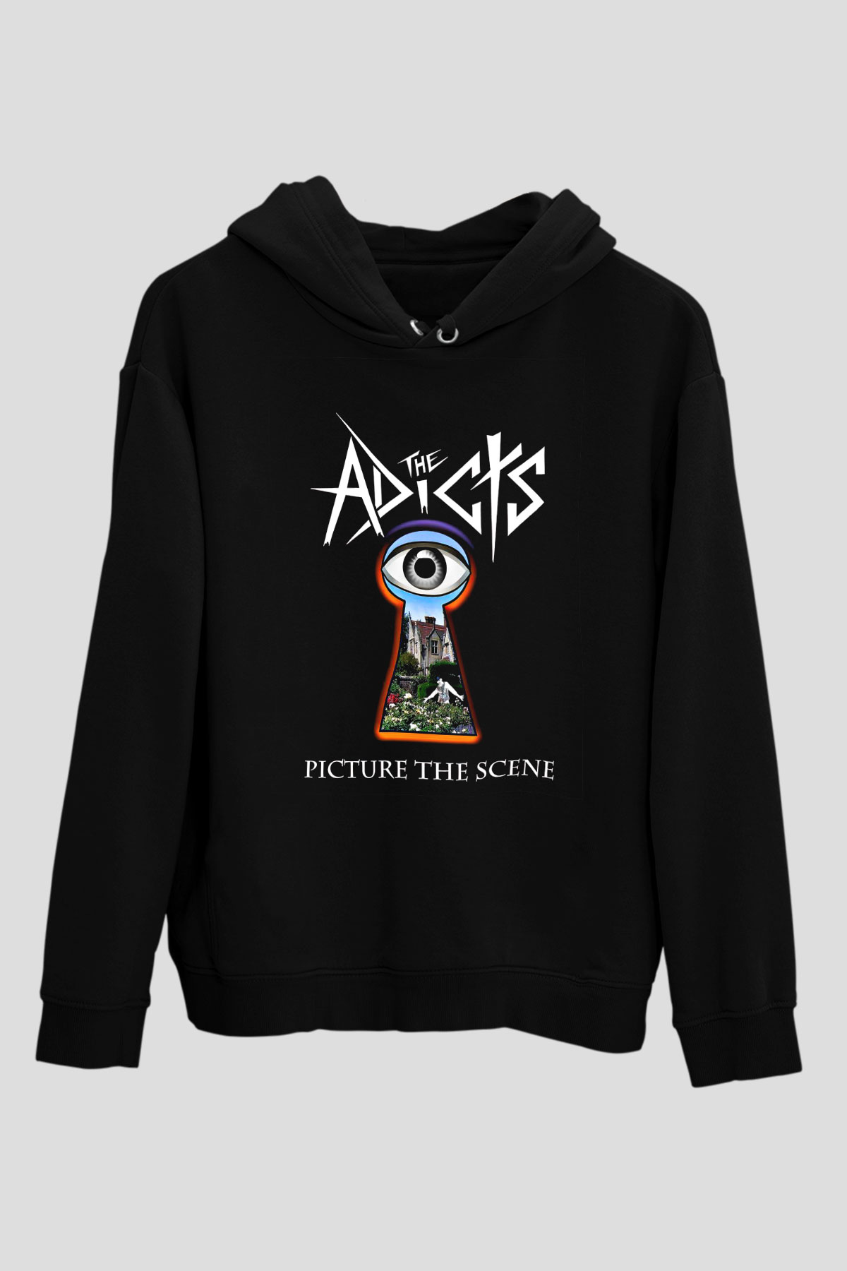 Adicts Baskılı Unisex Siyah Hoodie