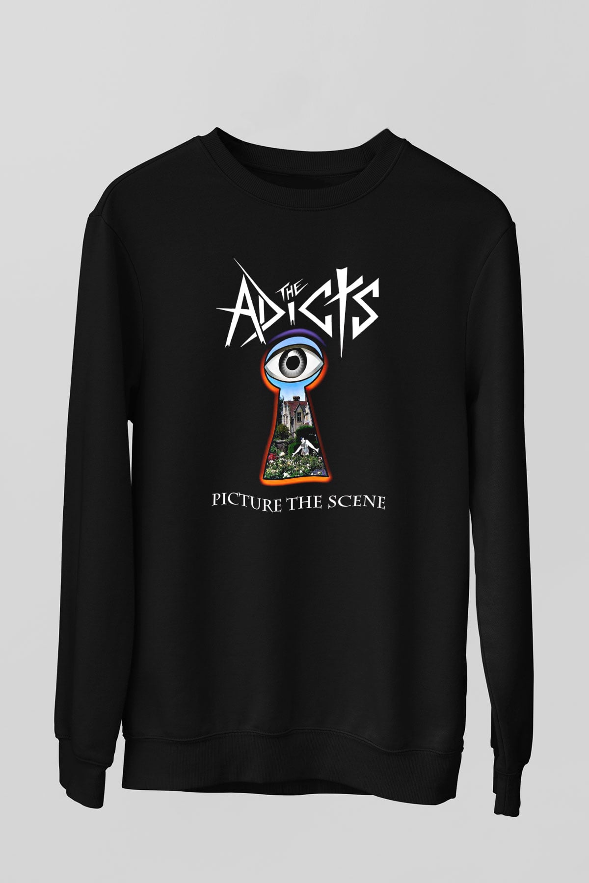 Adicts Baskılı Unisex Siyah Sweatshirt