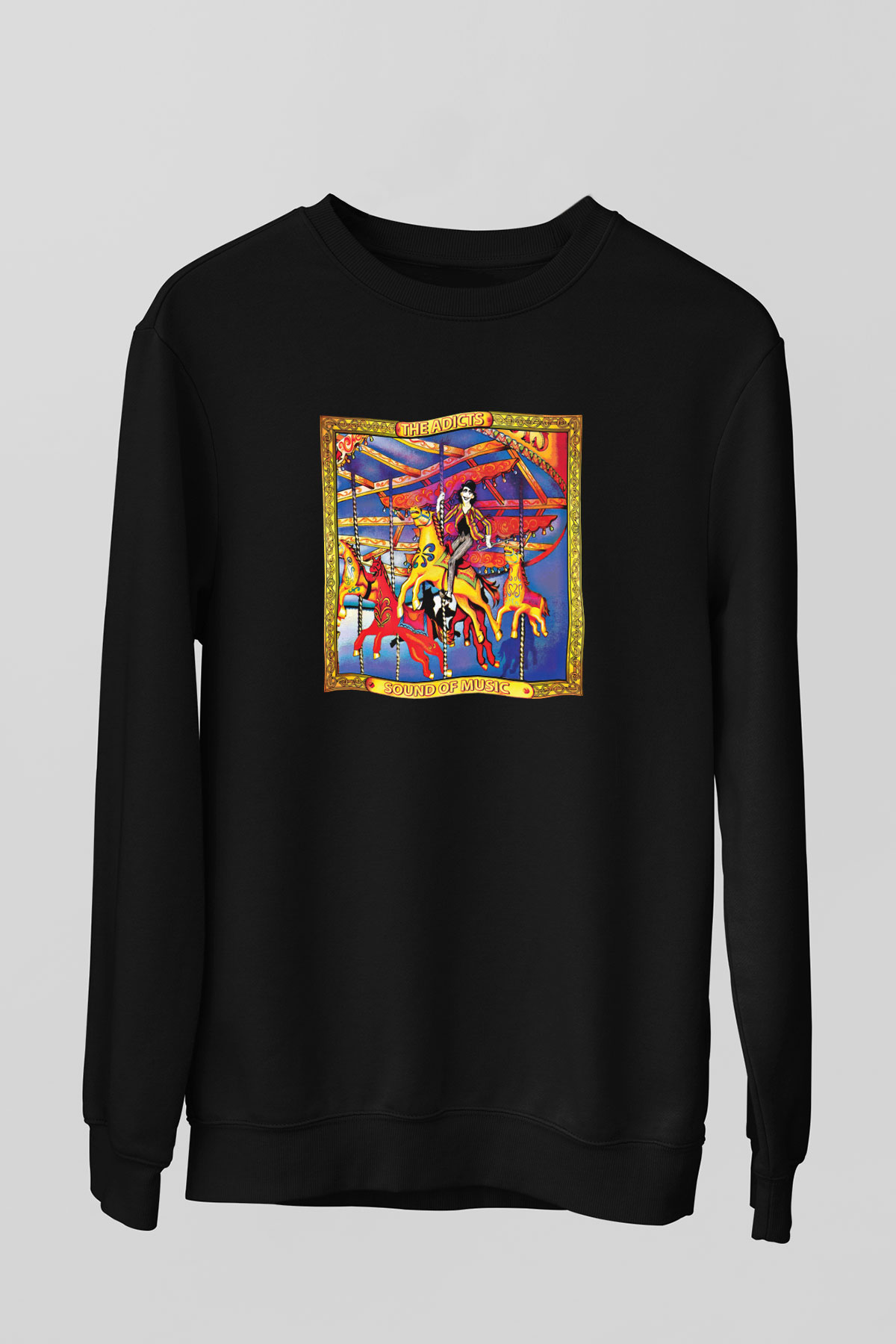 Adicts Baskılı Unisex Siyah Sweatshirt
