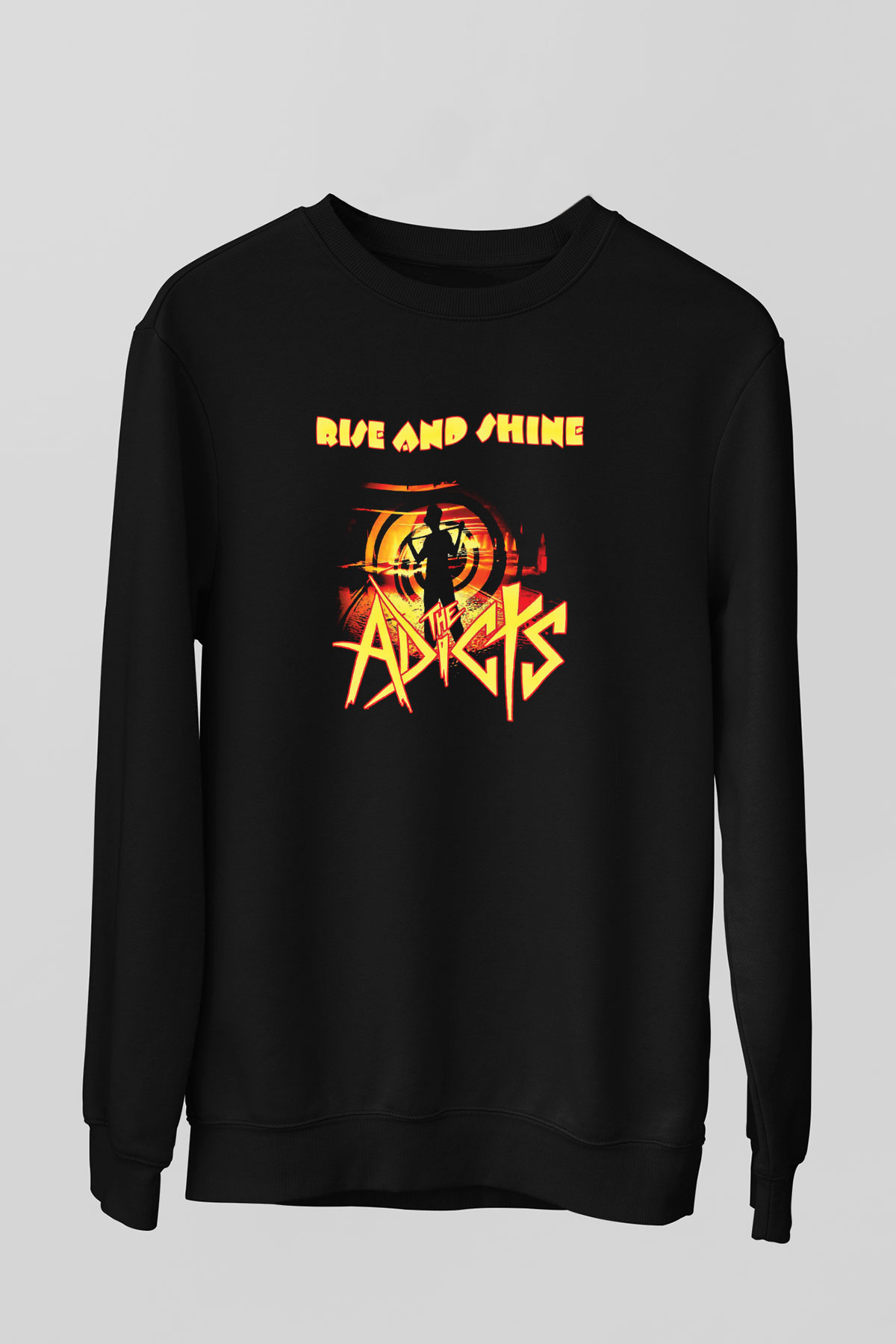 Adicts Baskılı Unisex Siyah Sweatshirt