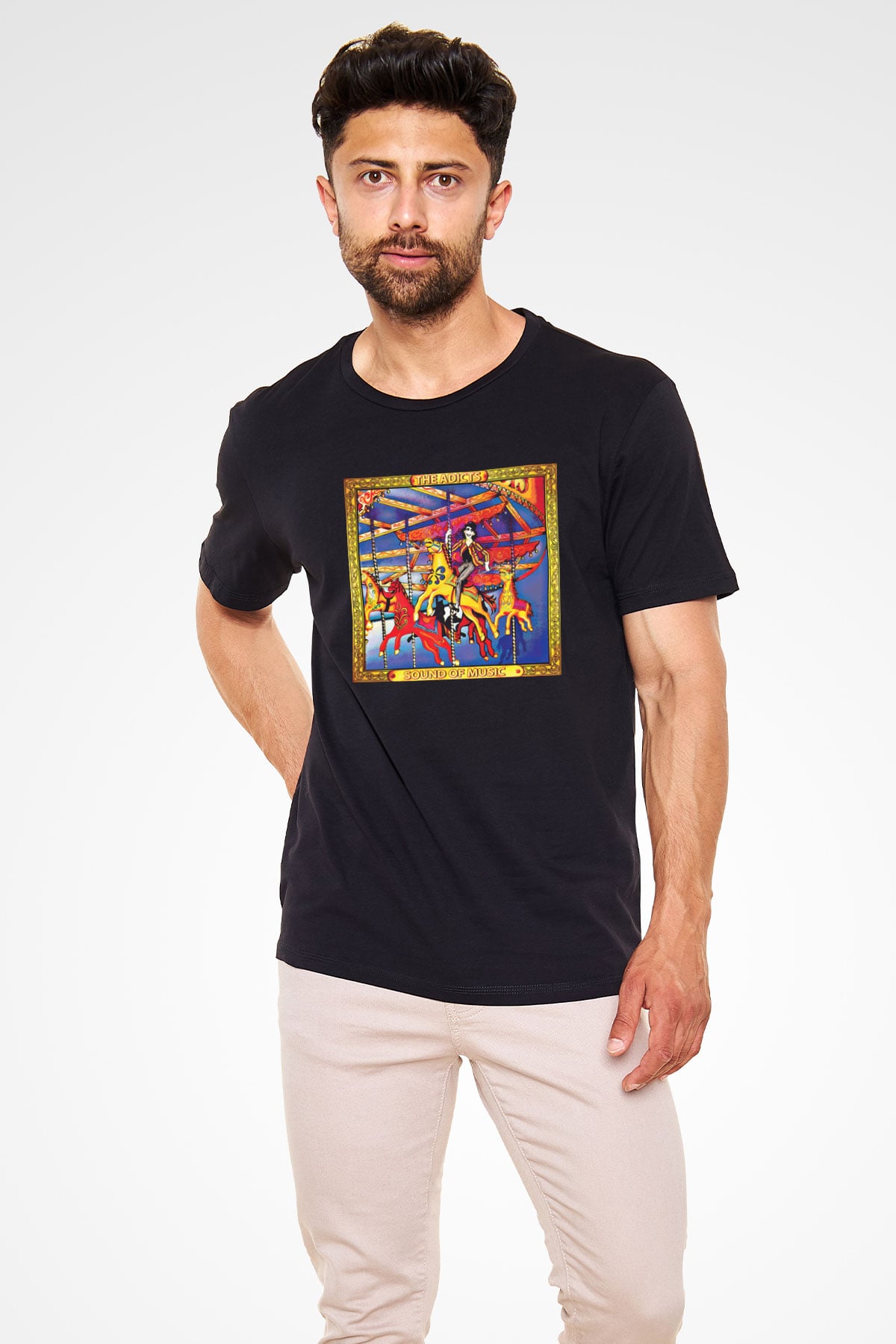 Adicts Baskılı Unisex Siyah Tişört