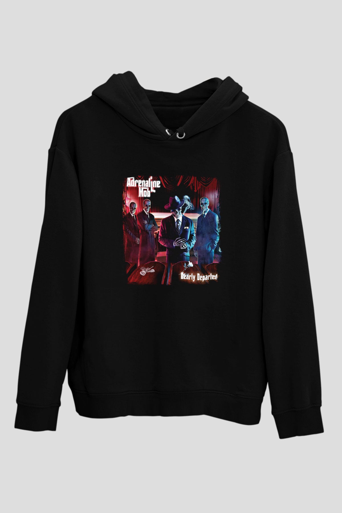 Adrenaline Mob Baskılı Unisex Siyah Hoodie