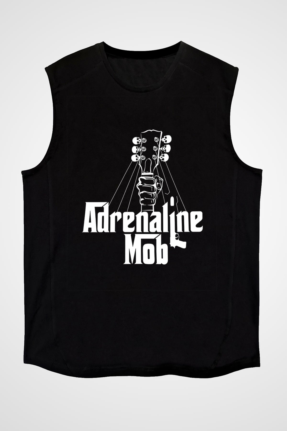 Adrenaline Mob Baskılı Unisex Siyah Kolsuz Tişört