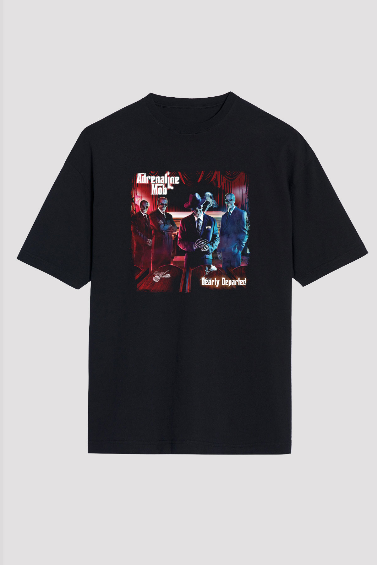 Adrenaline Mob Baskılı Unisex Siyah Oversize Tişört