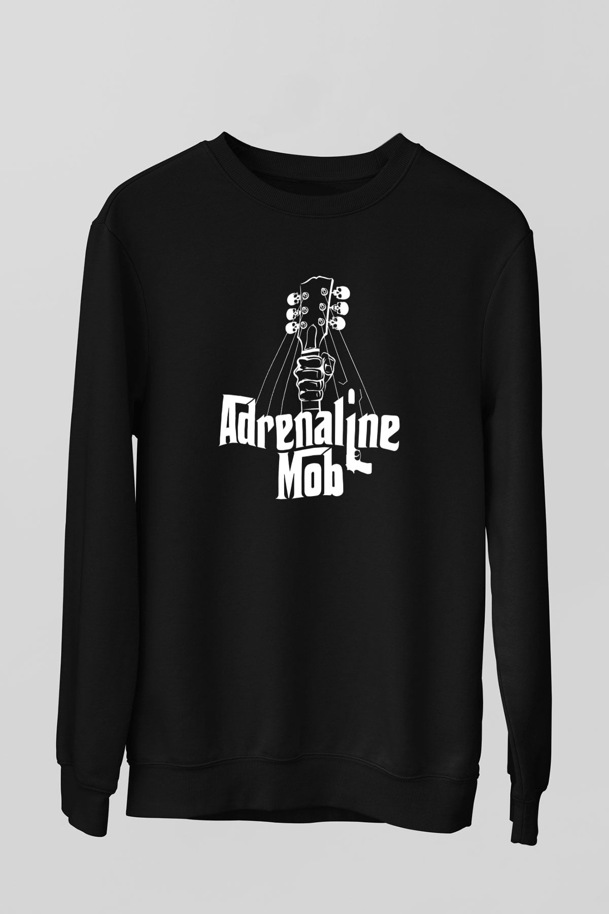 Adrenaline Mob Baskılı Unisex Siyah Sweatshirt