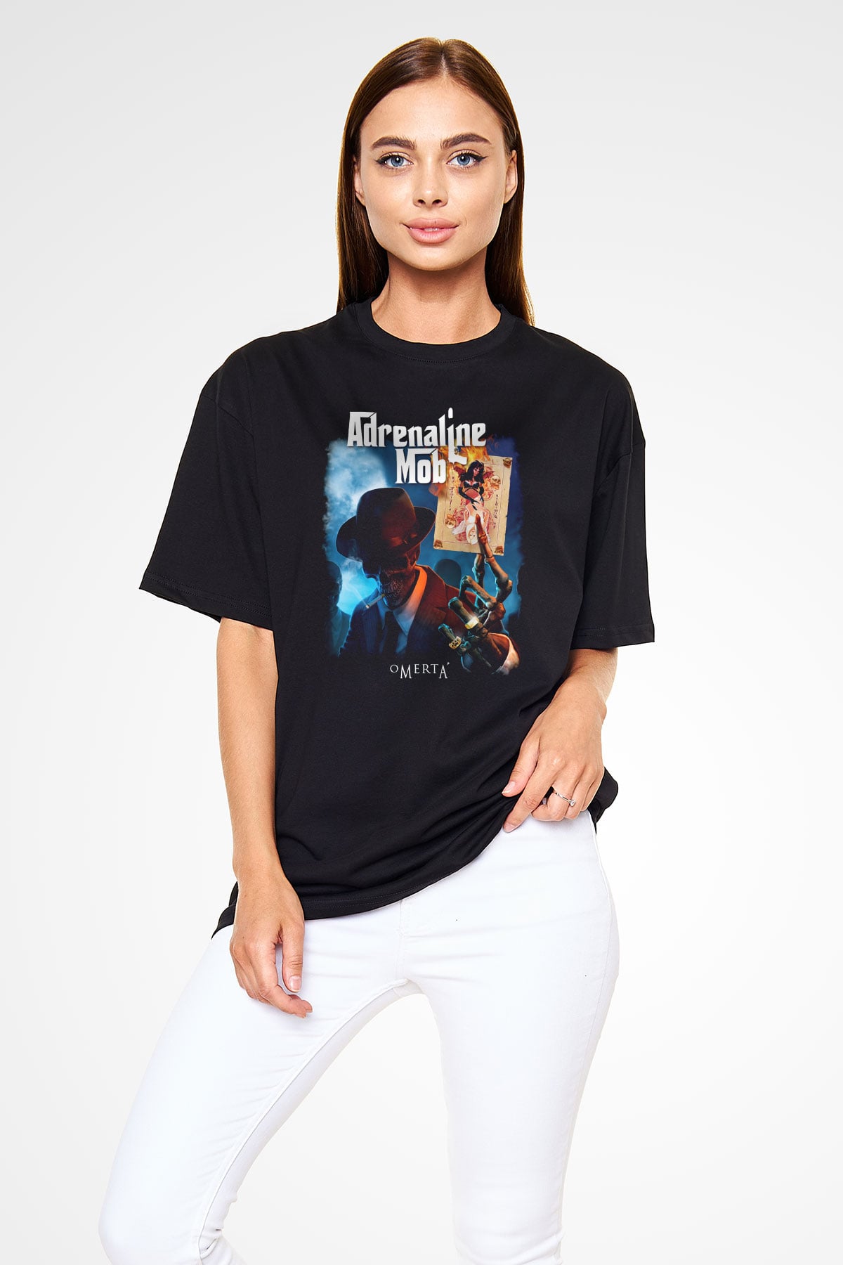 Adrenaline Mob Siyah Unisex Oversize Tişört T-Shirt