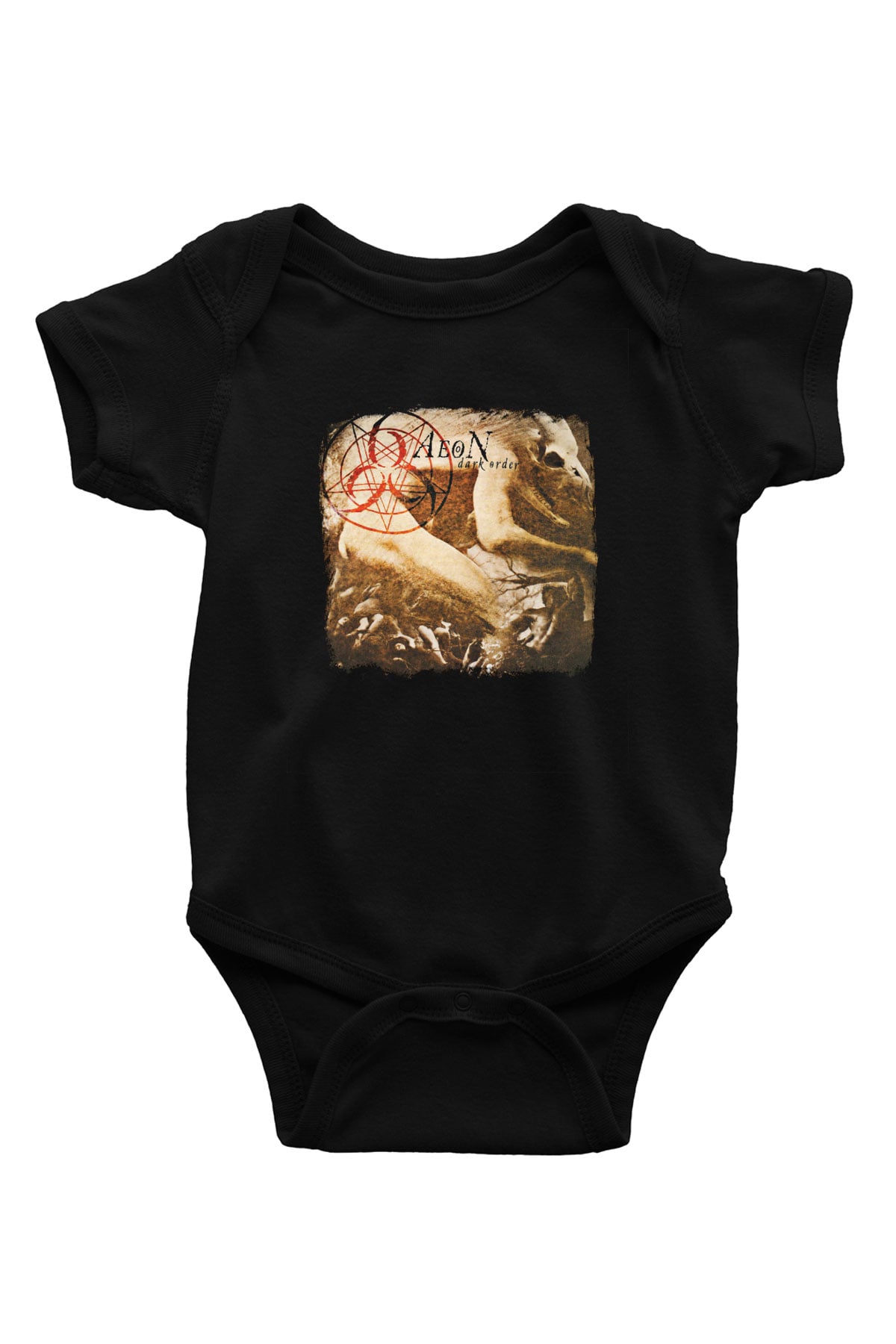 Aeon Baskılı Unisex Siyah Bebek Body - Zıbın