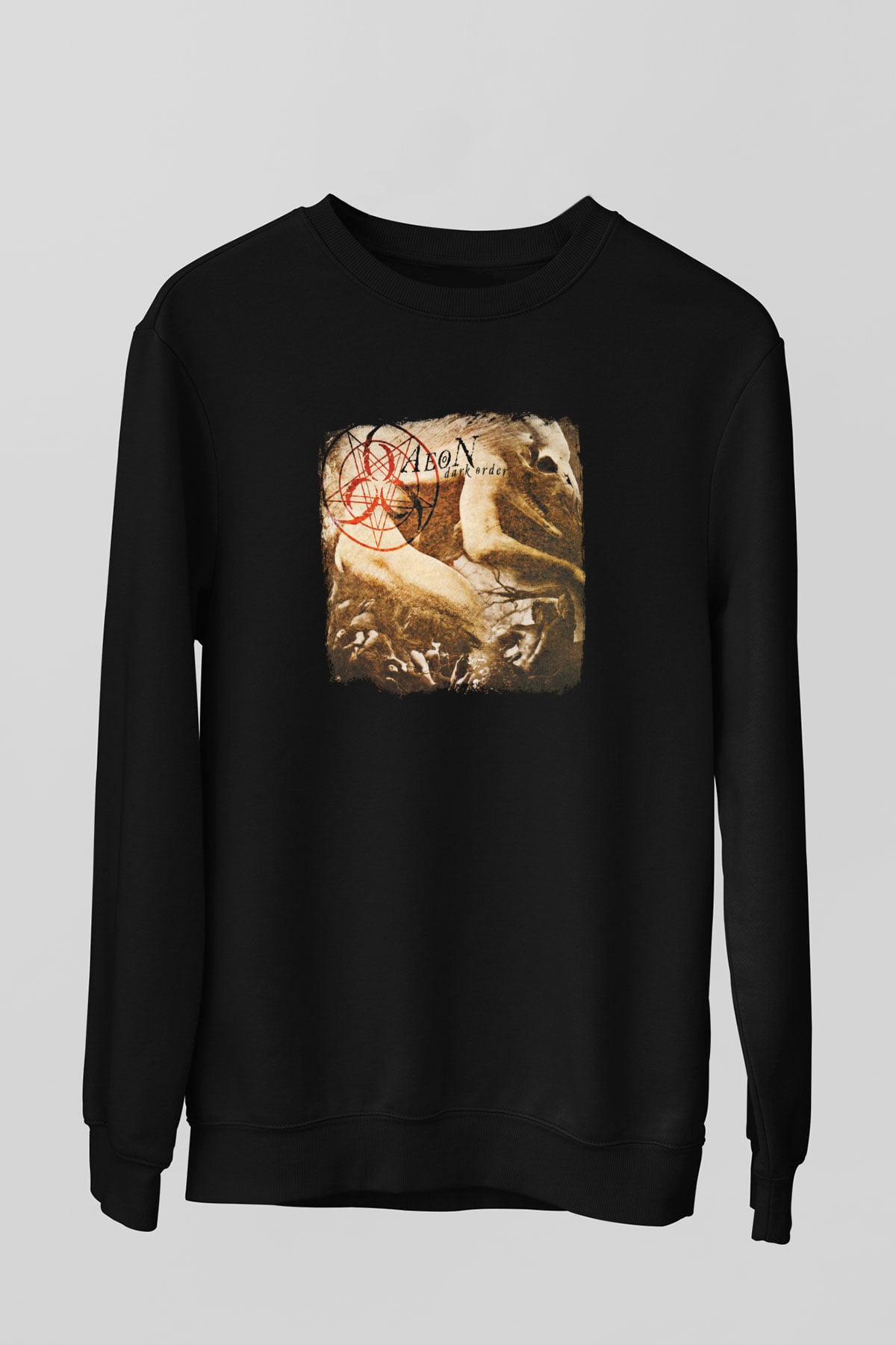 Aeon Baskılı Unisex Siyah Sweatshirt