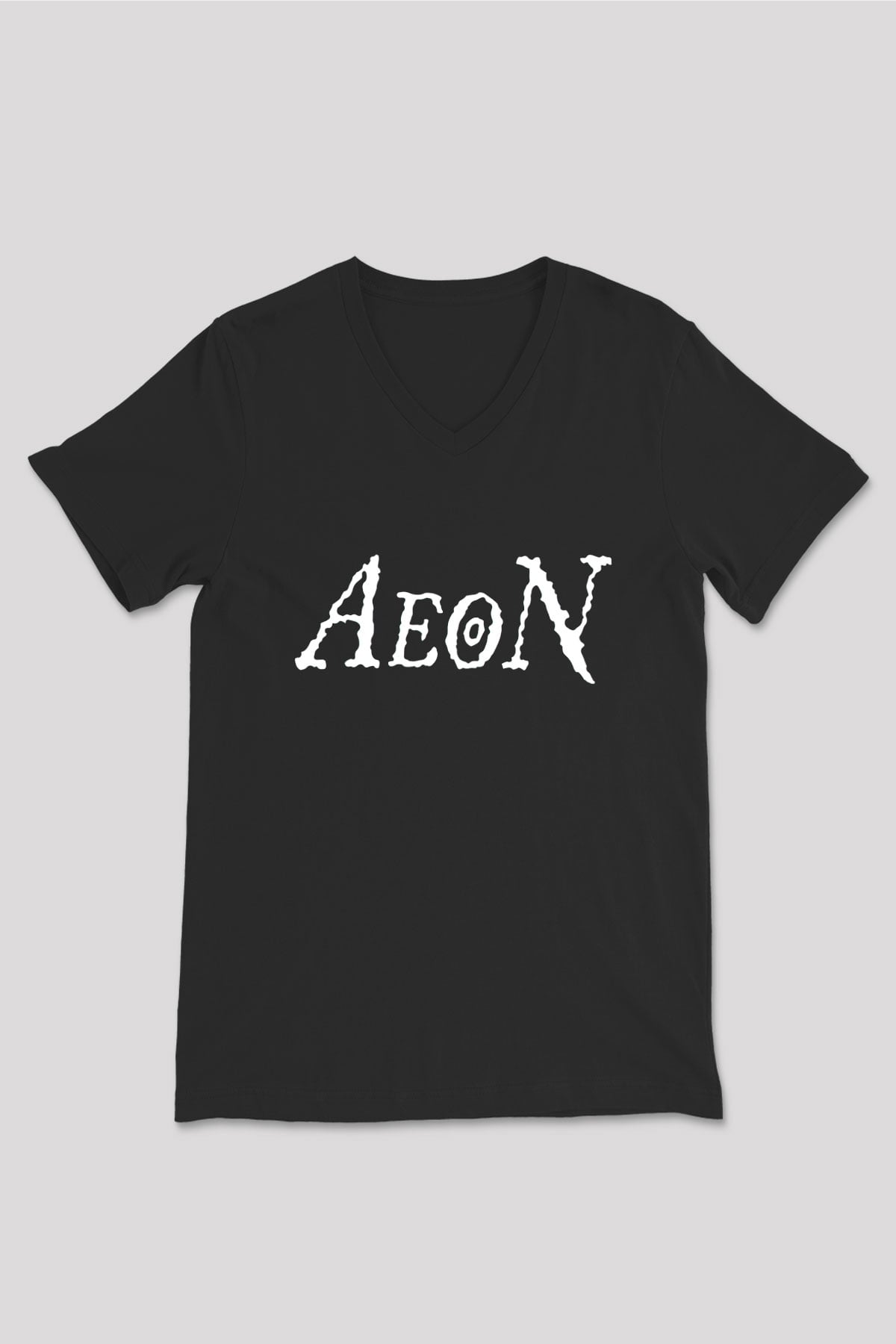 Aeon Siyah Unisex V Yaka Tişört