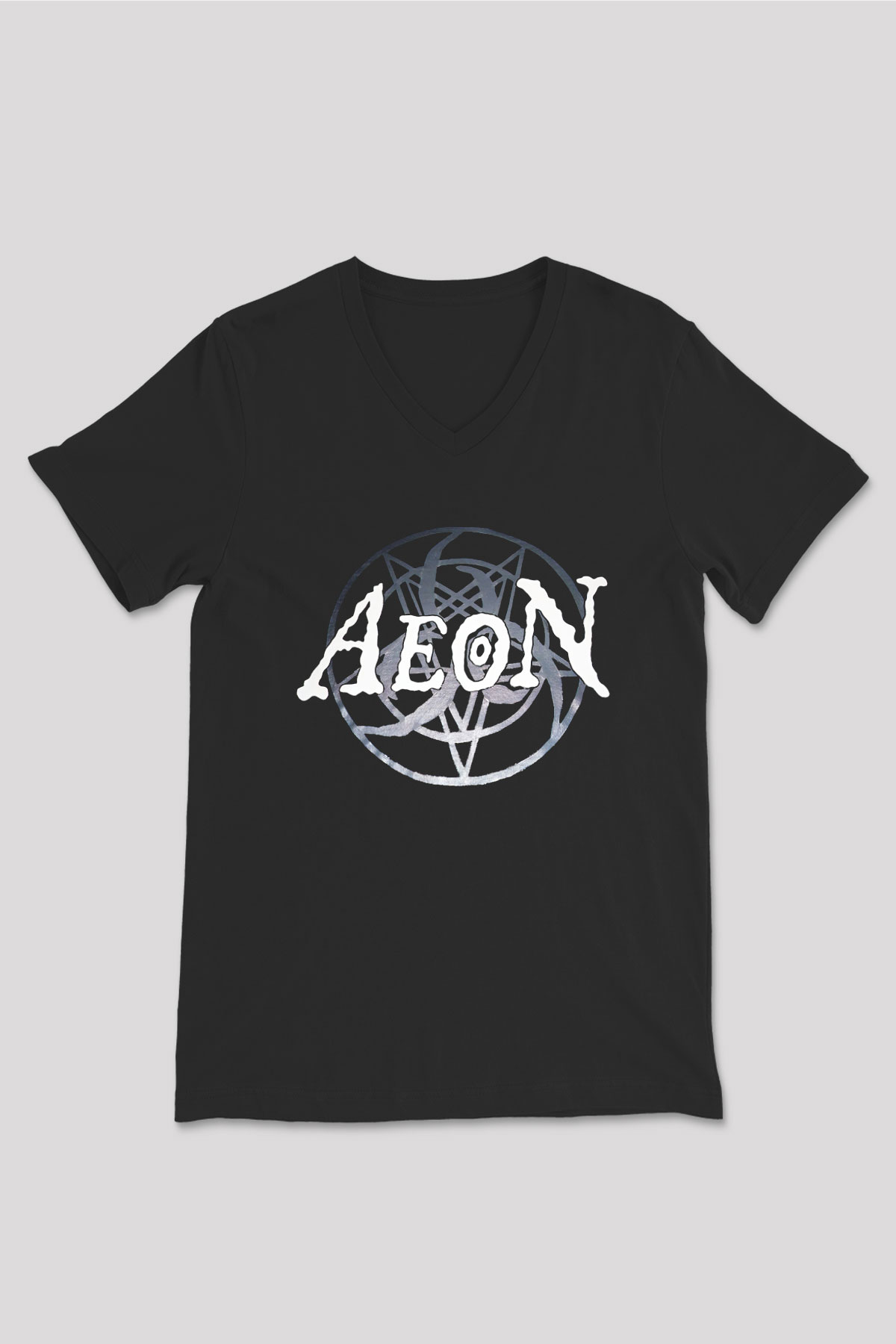 Aeon Siyah Unisex V Yaka Tişört T-Shirt