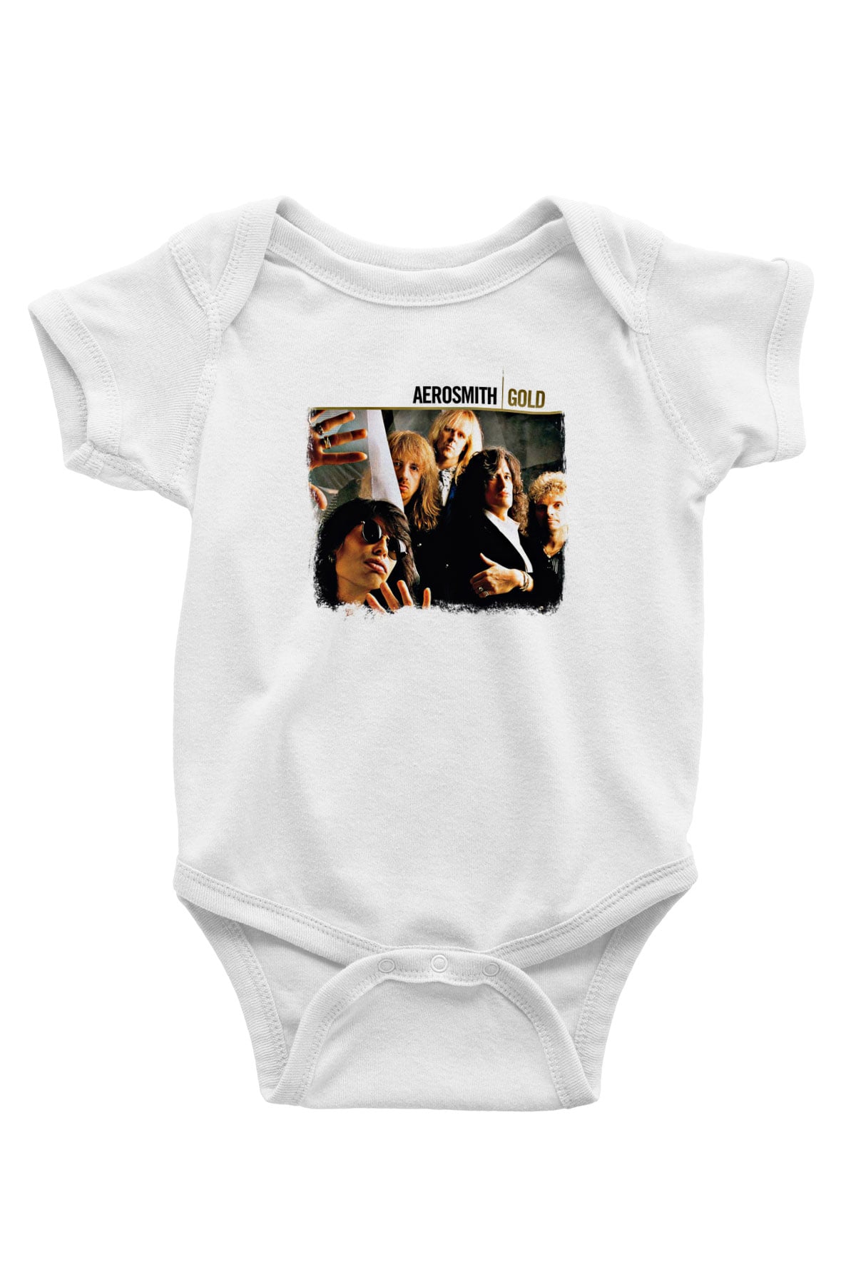 Aerosmith Baskılı Unisex Beyaz Bebek Body - Zıbın