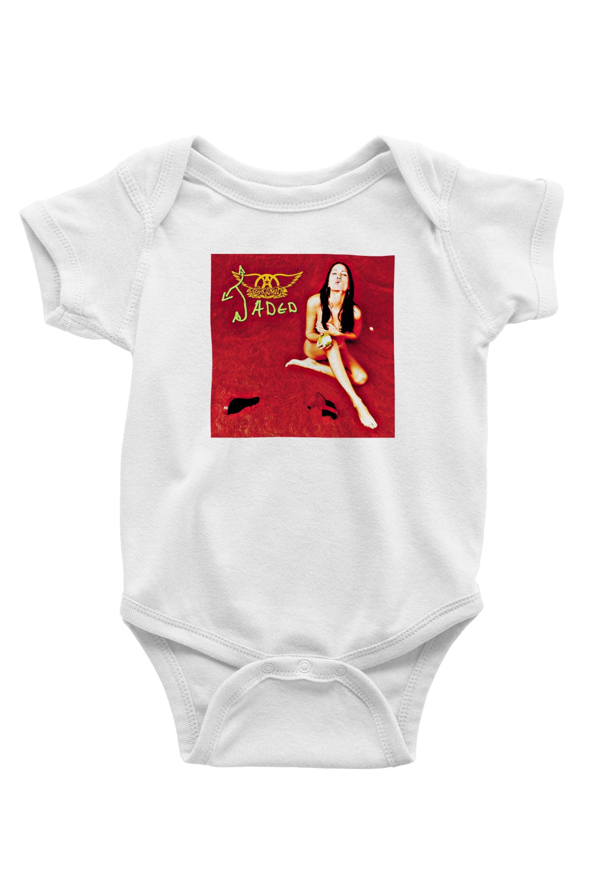 Aerosmith Baskılı Unisex Beyaz Bebek Body - Zıbın