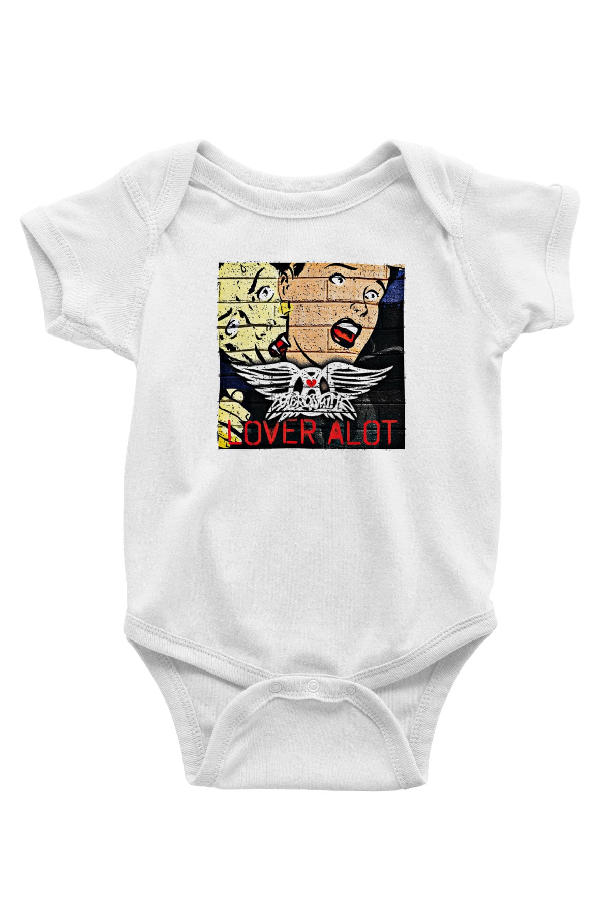 Aerosmith Baskılı Unisex Beyaz Bebek Body - Zıbın